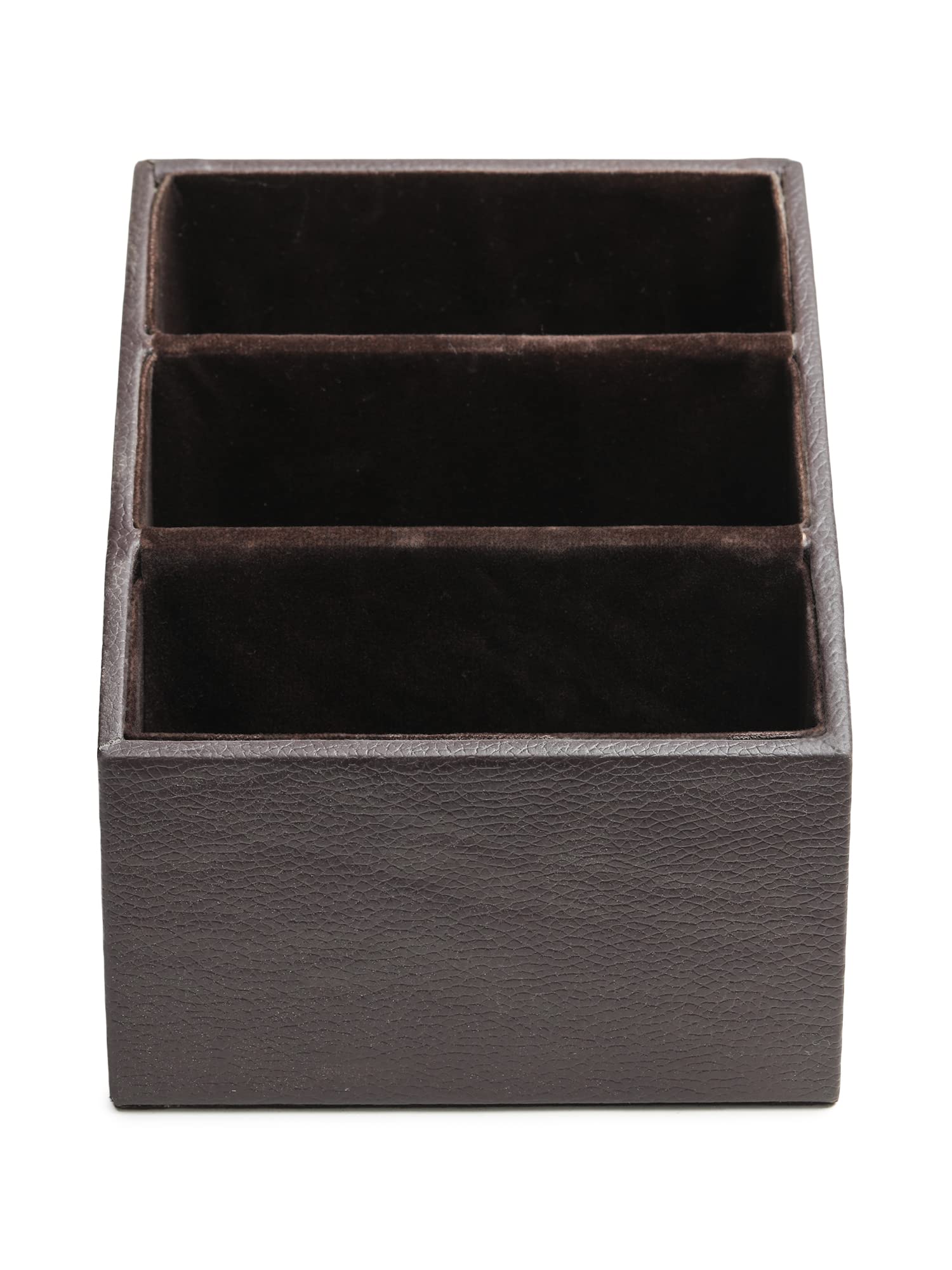 Organizer da scrivania in pelle sintetica, 3 scomparti, per ufficio, tavolo da studio, cosmetici, penne, matite, telecomando, strumenti cosmetici e articoli da ufficio (marrone)