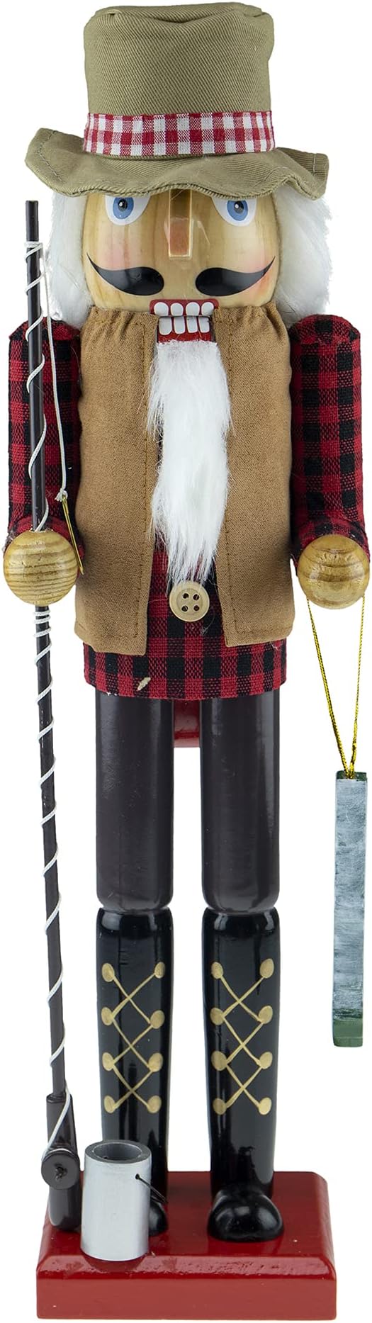Clever Creations Fisherman 15 Inch Traditional Wooden Nutcracker, Festive Christmas Décor for Shelves and Tables