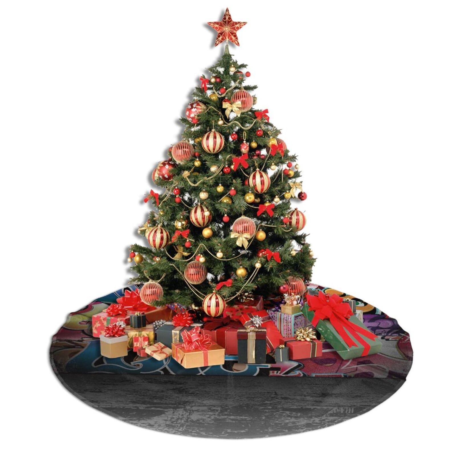 Jupe De Sapin De Noël Orange à Paillettes – 91,4 Cm, Velours, Base Ronde, Pour Intérieur/extérieur