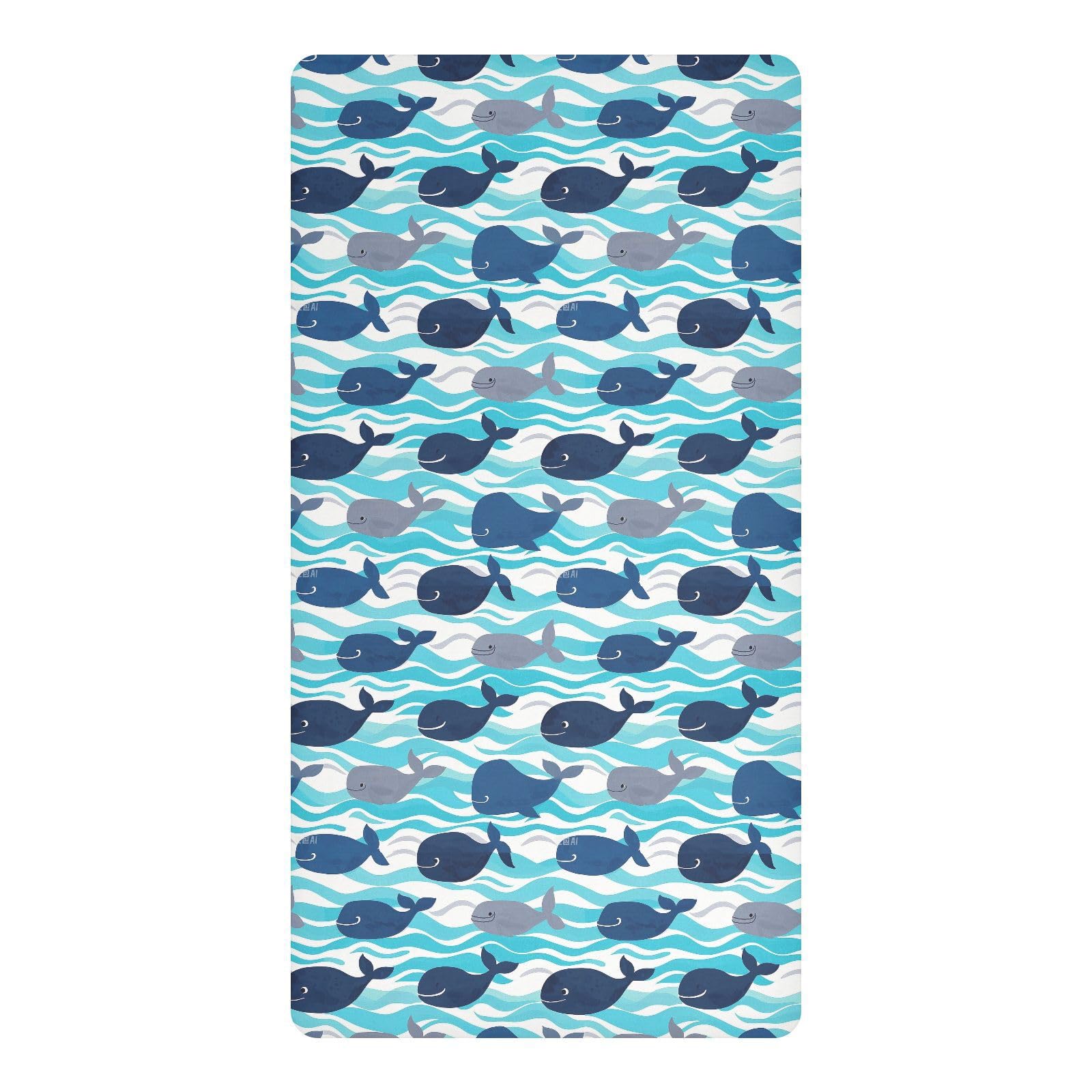Literie imperméable berceau douce nuit bébé garçon motif baleines 132x71