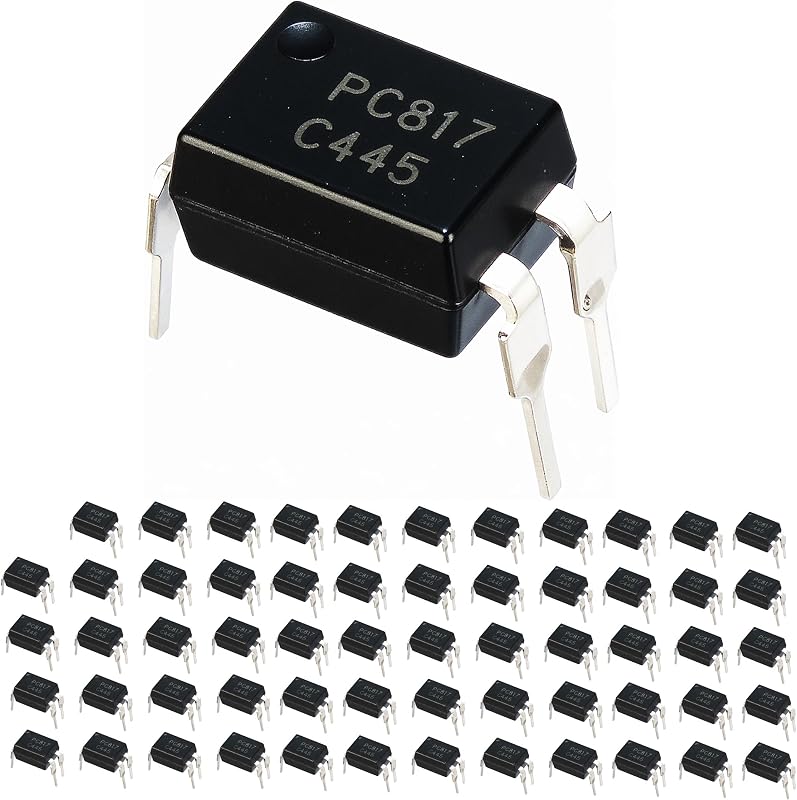 60pcs optocouplers PC817C Installed with DIP-4 50% -600% Transmission Ratio 4-pin optocoupler Compatible Optical Isolator (Pack of 60 pcs)