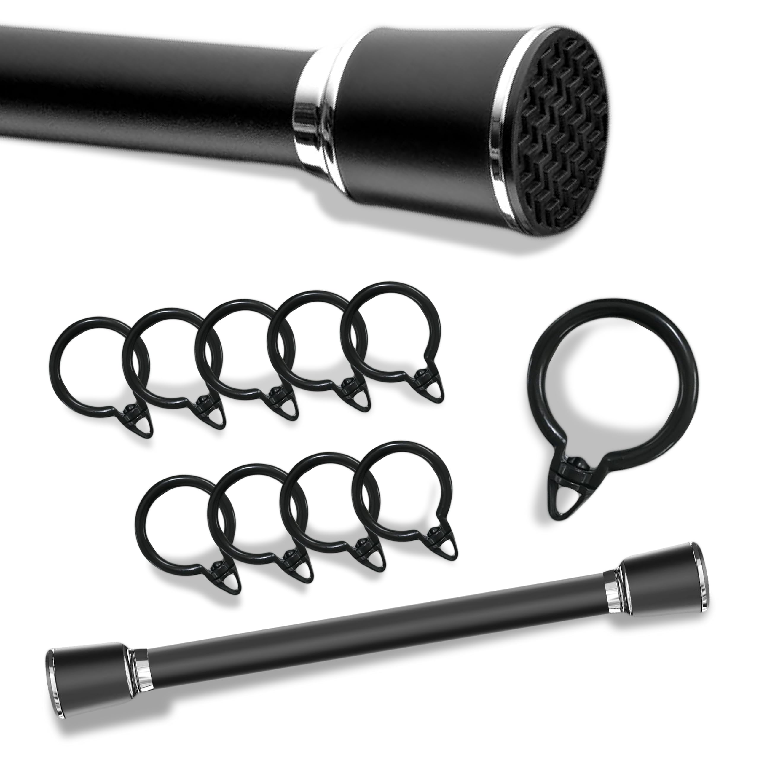 D'TORRES - Barra cortinas extensible - Longitud (110-300 cm) - Barras de cortinas para duchas y armarios - Barra cortina ducha sin taladrar - Barra para cortinas de acero inoxidable.