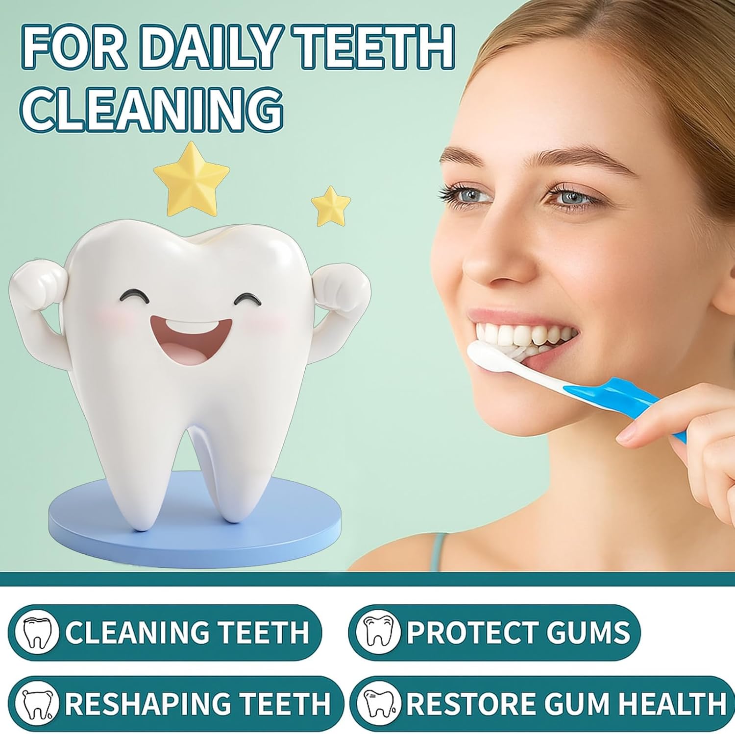Collabrush Collagen + Nano-Hydroxyapatite Teeth Powder, Smile Strengthening Collagen Powder for Gums & Enamel Care, Natural Collagen ToothPowder, Fluoride-Free, Gentle Formula for Sensitive Gums, 50G