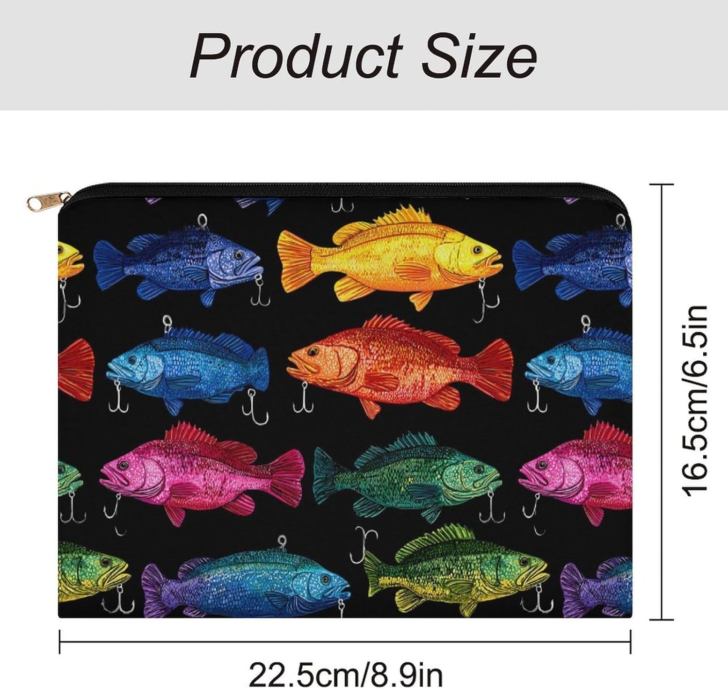 Colorful Fish Hook Fishing Hunting Makeup Bag Travel Pencil Case image 2