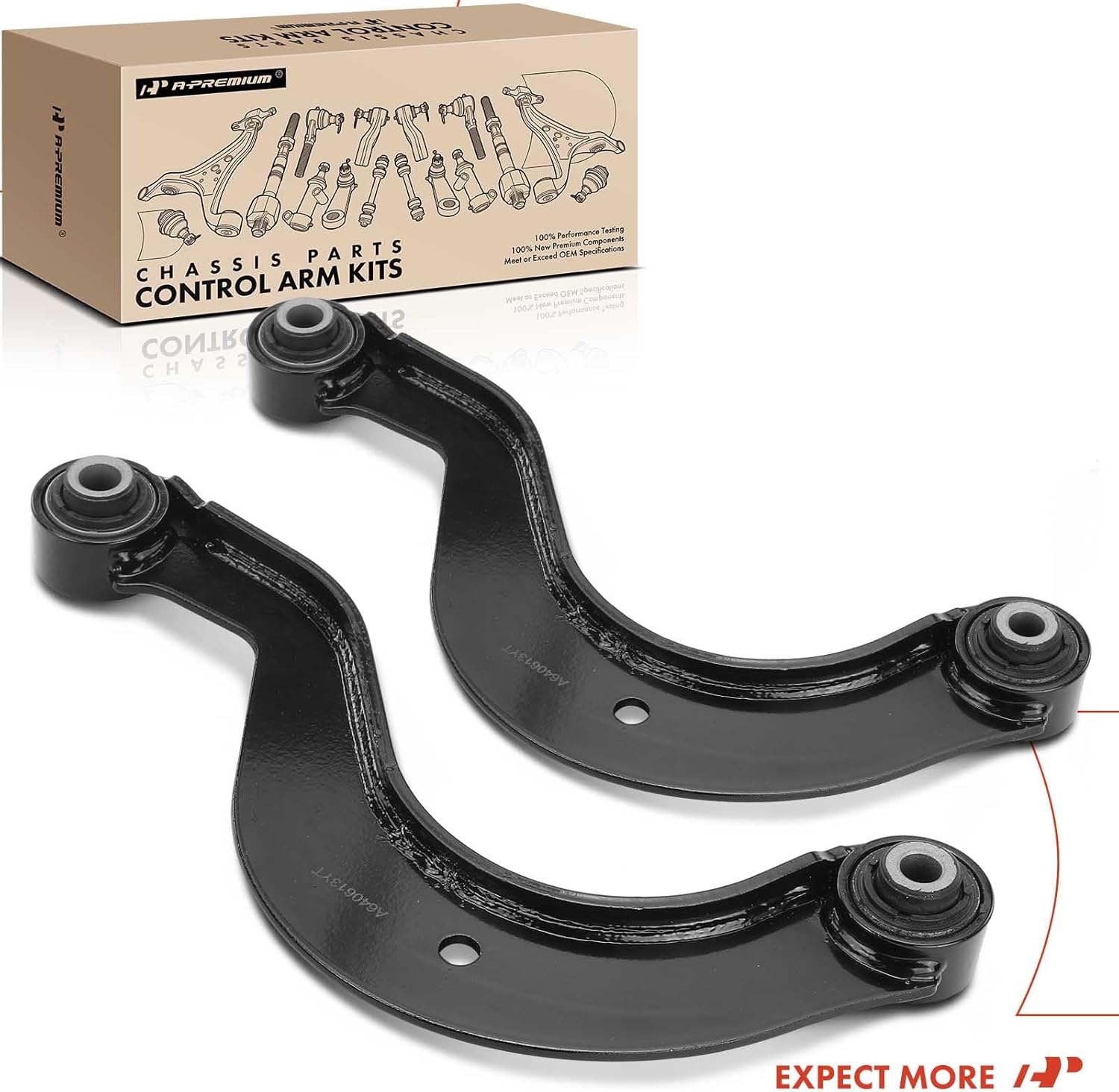 A-Premium 2 x Rear Upper Control Arm, with Bushing, Compatible with Volkswagen & Audi - 2006-2013 - Jetta Passat Golf Golf R Tiguan CC Eos GTI R32 Rabbit A3 (Quattro) TT (Quattro)