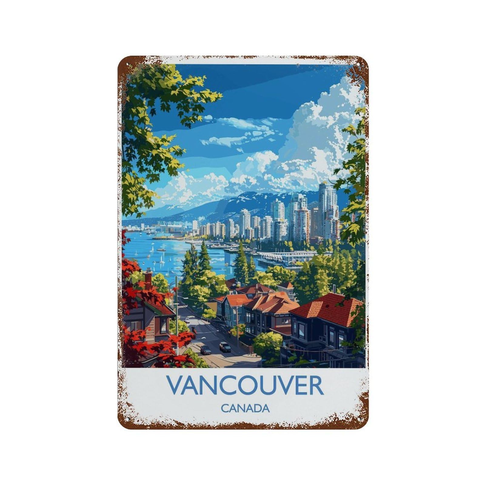 xiaoxiaoshen Vancouver Travel of Canada British Columbia Gift Lovers (3) Wall Decor Art Metal Tin Poster Modern Home Decor Art Home Bar Shop Decorations Vintage Sign 30x20cm