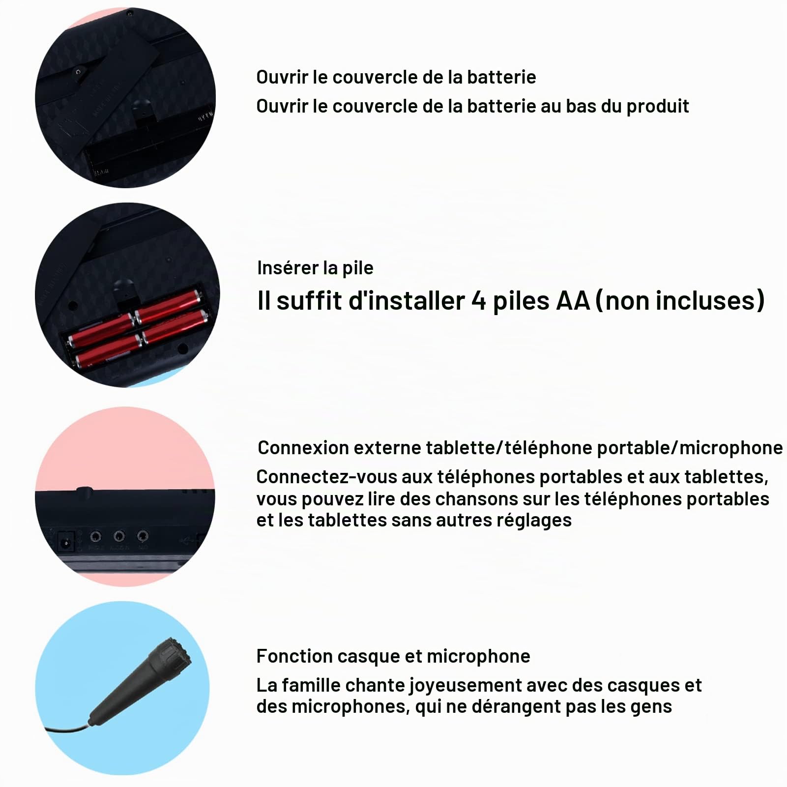 Piano électrique 61 Touches pour les Débutants avec des Caractéristiques Microphones et Polyvalentes