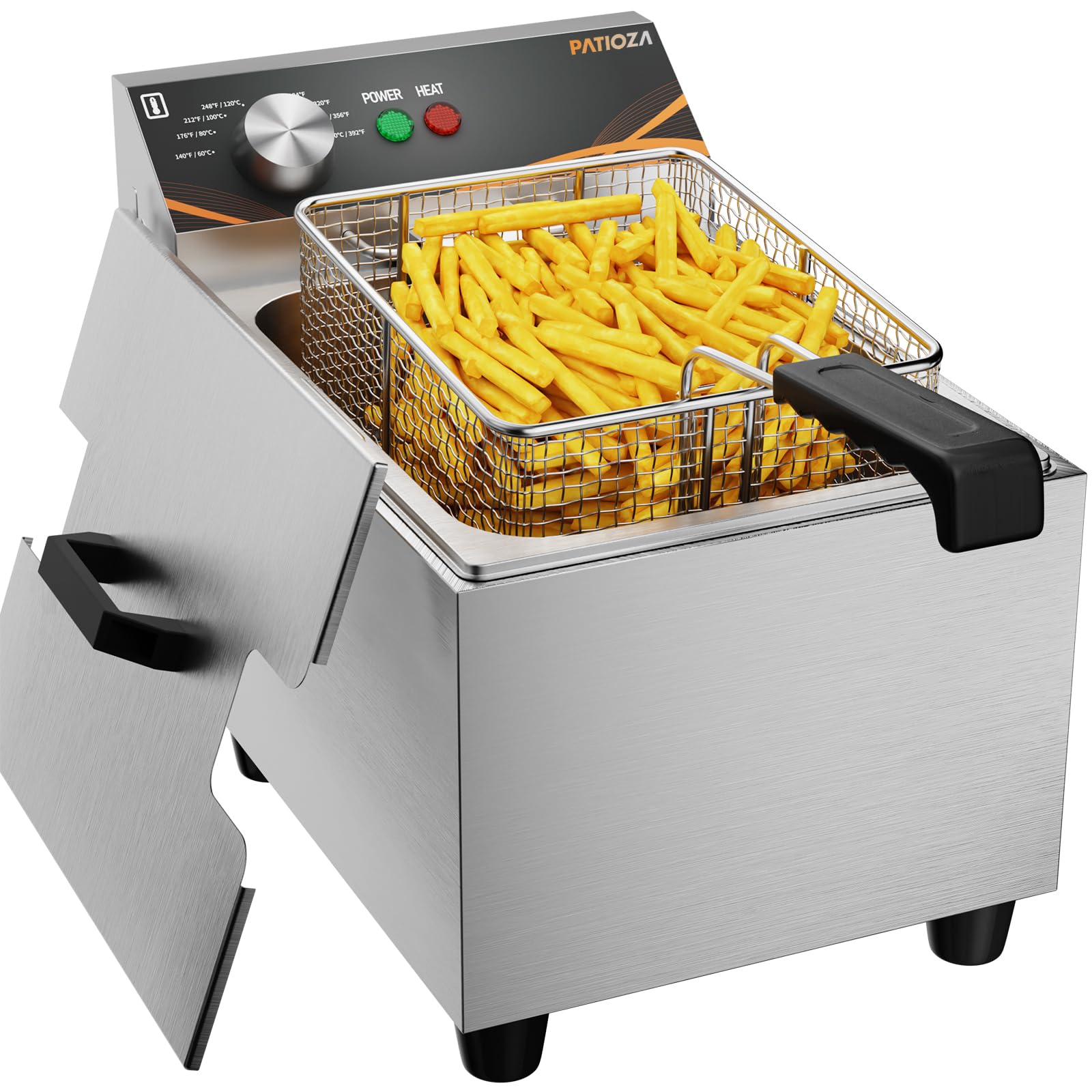PATIOZA 8L Commercial Deep Fat Fryer Electric Chip Fryer 3000W