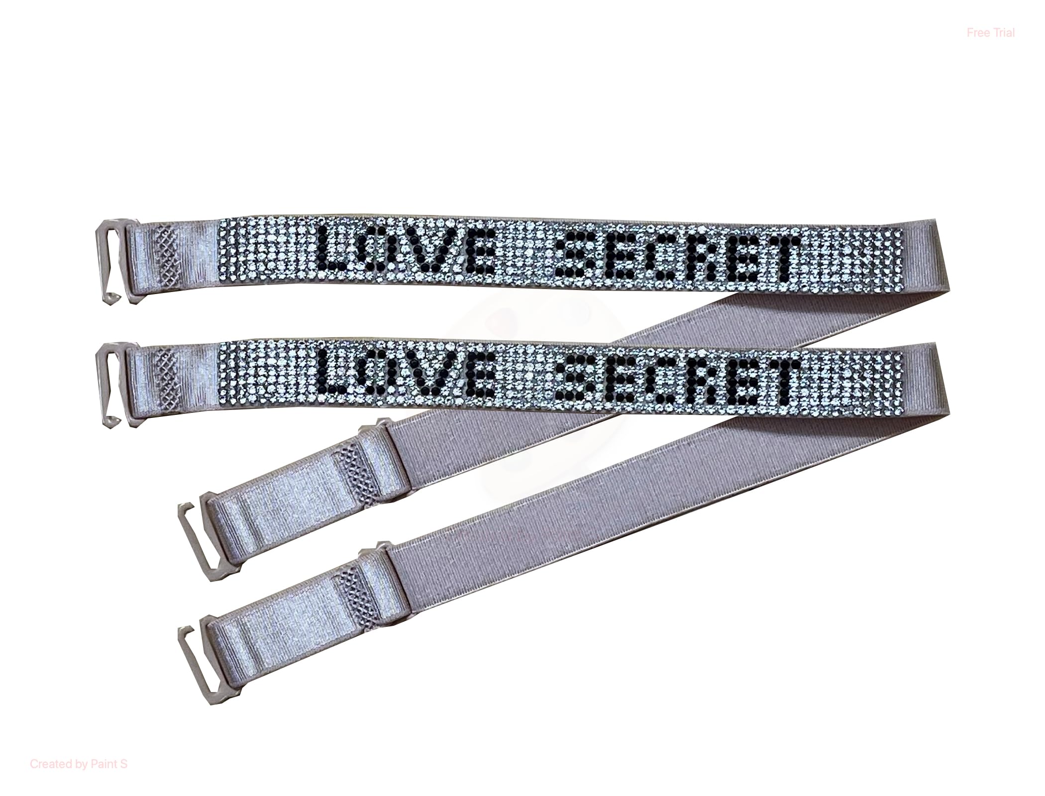 Women Spandex Rhinestone Faux Diamond Studded Shoulder Glittery Bra Straps,Size-Free,1 Pair Removable Straps,Size: Free