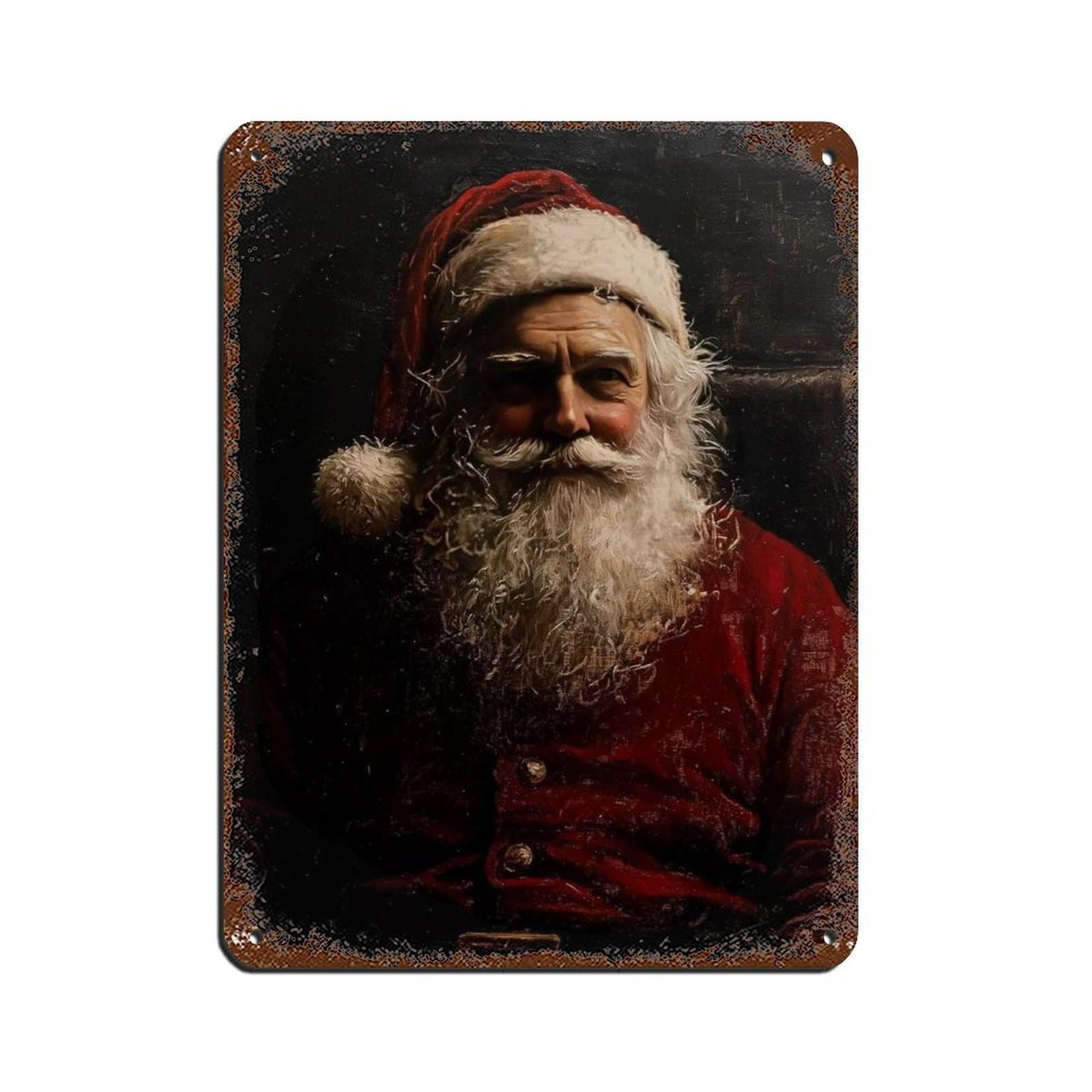 Old World Santa Claus Portrait, Gothic Christmas Decor Tin Sign Vintage Metal Pub Club Cafe Bar Home Wall Art Decoration Poster Retro 12x16inch(30x40cm)