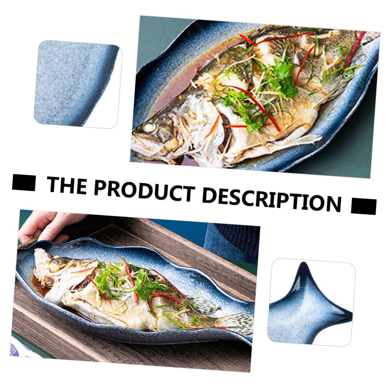 VICASKY Piatto Ceramica Forma di Pesce per Portata e Vapore | Servizio Pesce e Frutti di Mare, Antipasti in Tavola, Idea Regalo per Casa e Cucina