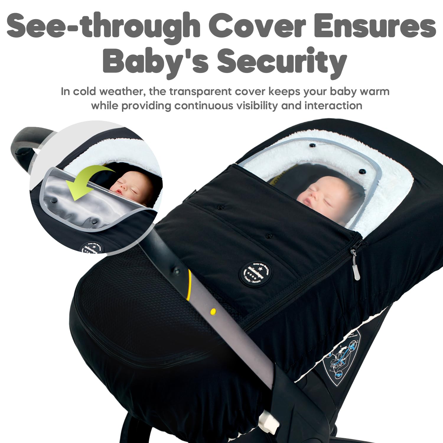 Mamatepe Coprisedile invernale per bambini, con cerniere e bordo elastico, copertura per seggiolino auto per proteggere il bambino da vento freddo, pioggia e neve, universale, per seggiolino auto