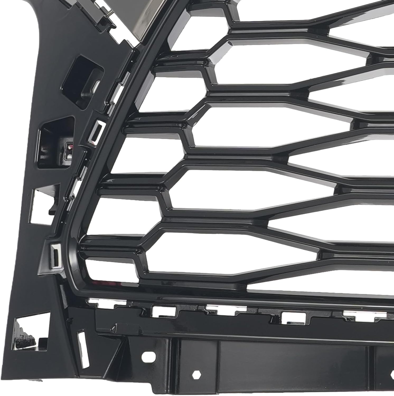 KARPAL Front Bumper Upper Grille Compatible with 2019-2021 Chevy Blazer RS Replace 84612437 Grey Chrome Gloss Black Grill