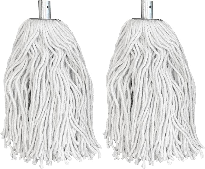 Pack of 2 Industrial Mop Heads Replacement, PY.16 Pure Yarn Cotton Mop