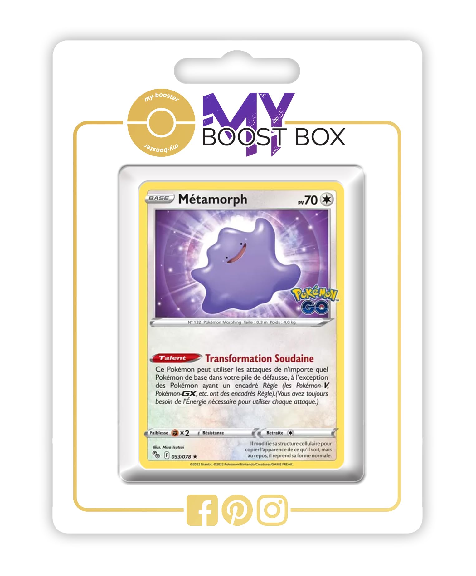 Métamorph (Ditto) 053/078 Holo - my-booster X Épée et Bouclier 10.5 Pokémon  GO