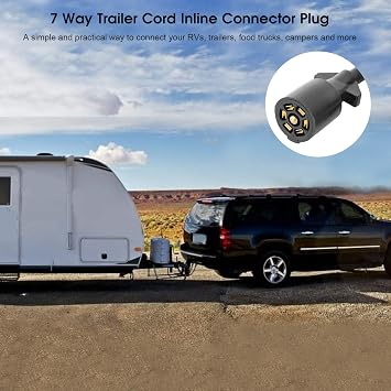Trailer Wiring Connector, 7 Way Trailer Plug Exnsion 7 Way 3.5Ft Double Prong Male Plug, 7 Pin Connector for Rv Line