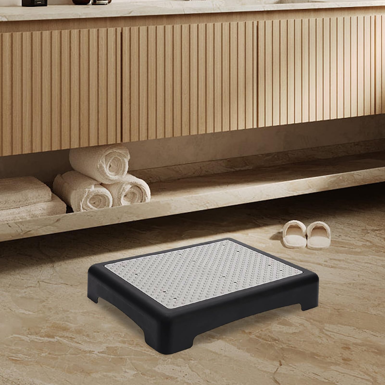 Taburete Plegable Escalón Escabe o para Hogar con Soporte 180 Kg Banqueta para Cocina Baño Esterno Y Autovana Almacenamiento Práctico 44x34x9.5 Cm