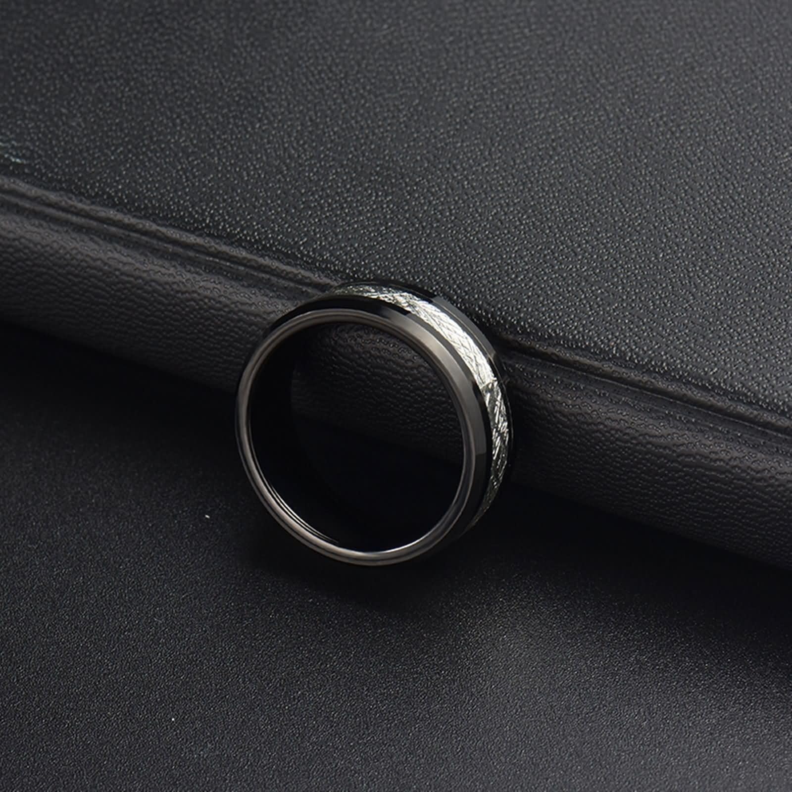 Daesar Bague Personnalisable Couple, Set de Bague Femme et Homme Tungstène Ronde 8MM Poli et Mat Bague de Fiançailles Noir