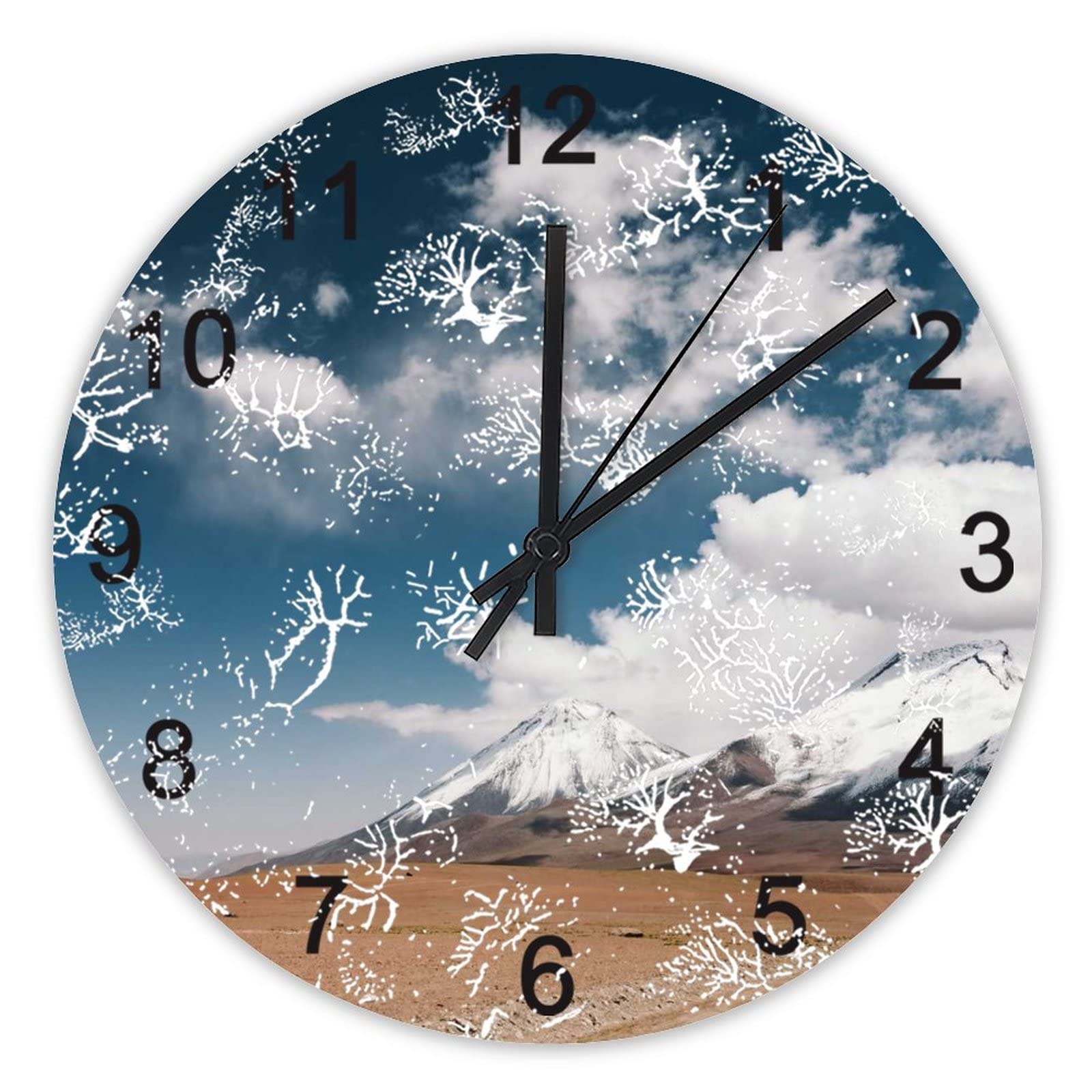 Horloge murale silencieuse de 40,6 cm avec paysage du volcan Licancabur