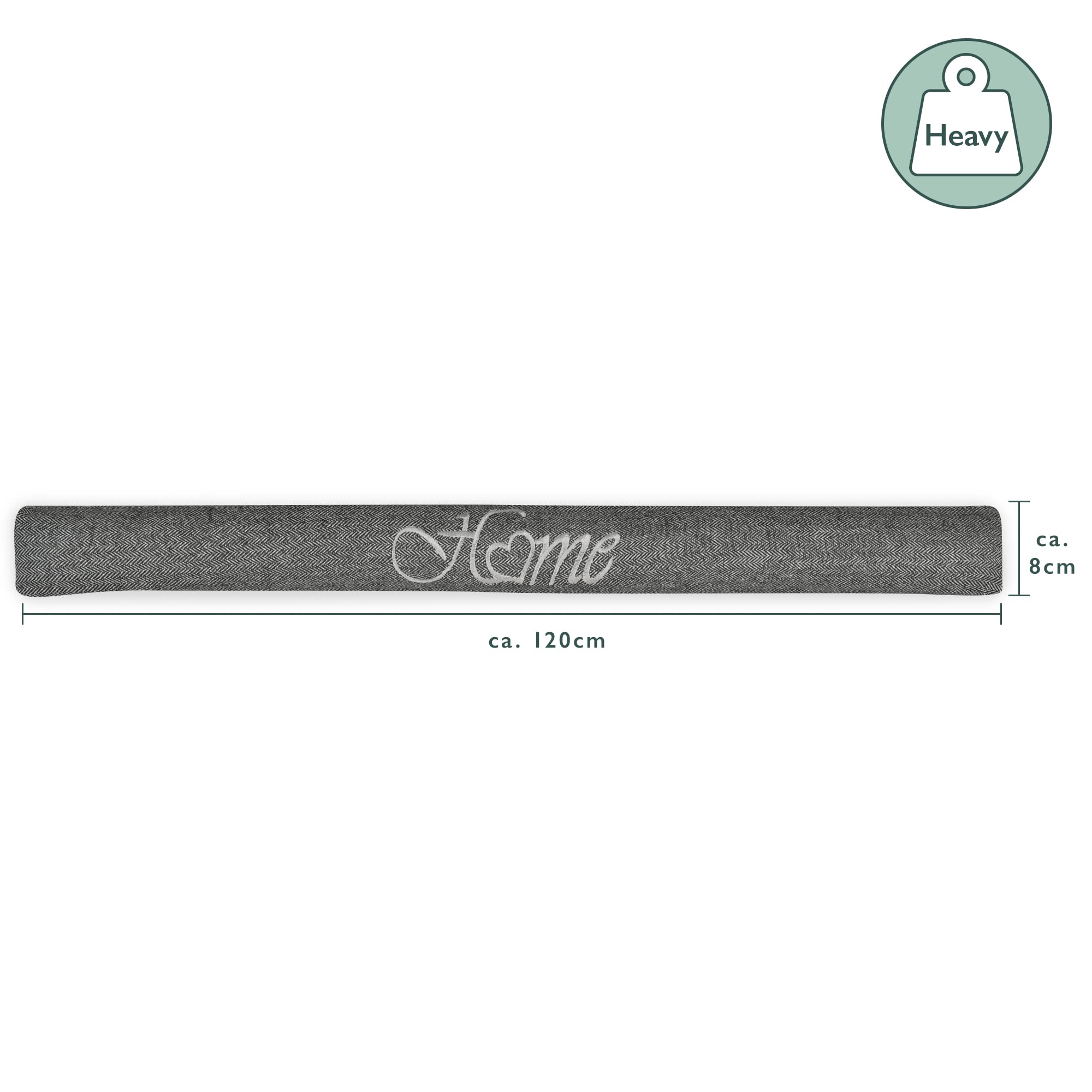 Beautissu Tuuli Ho 2X Bas de Porte 120 cm Poids 1,1 kg en Coton – comme Boudin de Porte ou Boudin de Fenêtre Contre Le Froid – Coussin de Porte Anthracite Robuste avec Remplissage et Tenue Ferme
