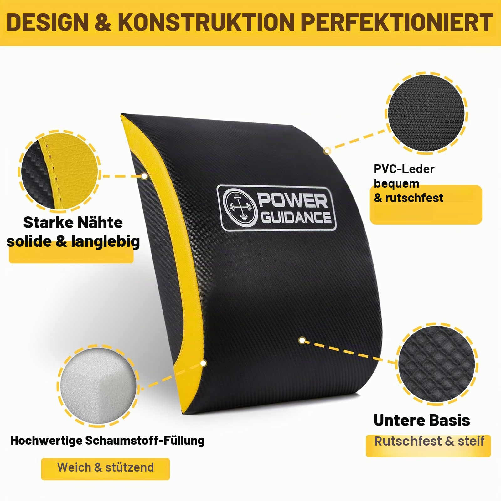 POWER GUIDANCE, Bauchmuskel-Matte，Ab Übung Matte Core Trainer，Sit-Up-Pad Bauch- und Rumpftrainer-Matte für volle Bewegungsfreiheit