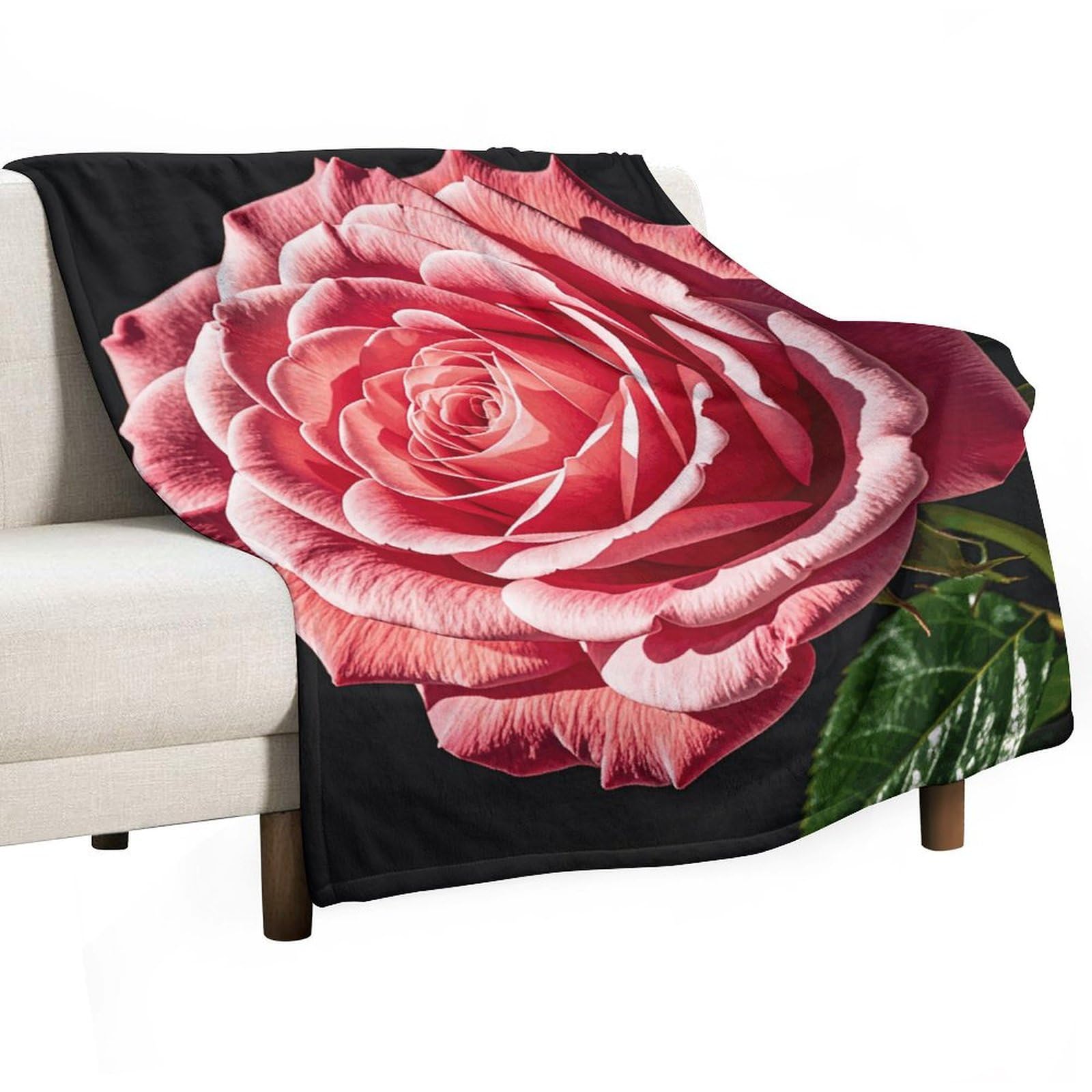 Couverture en flanelle légère contre les nuits fraîches, motif de roses