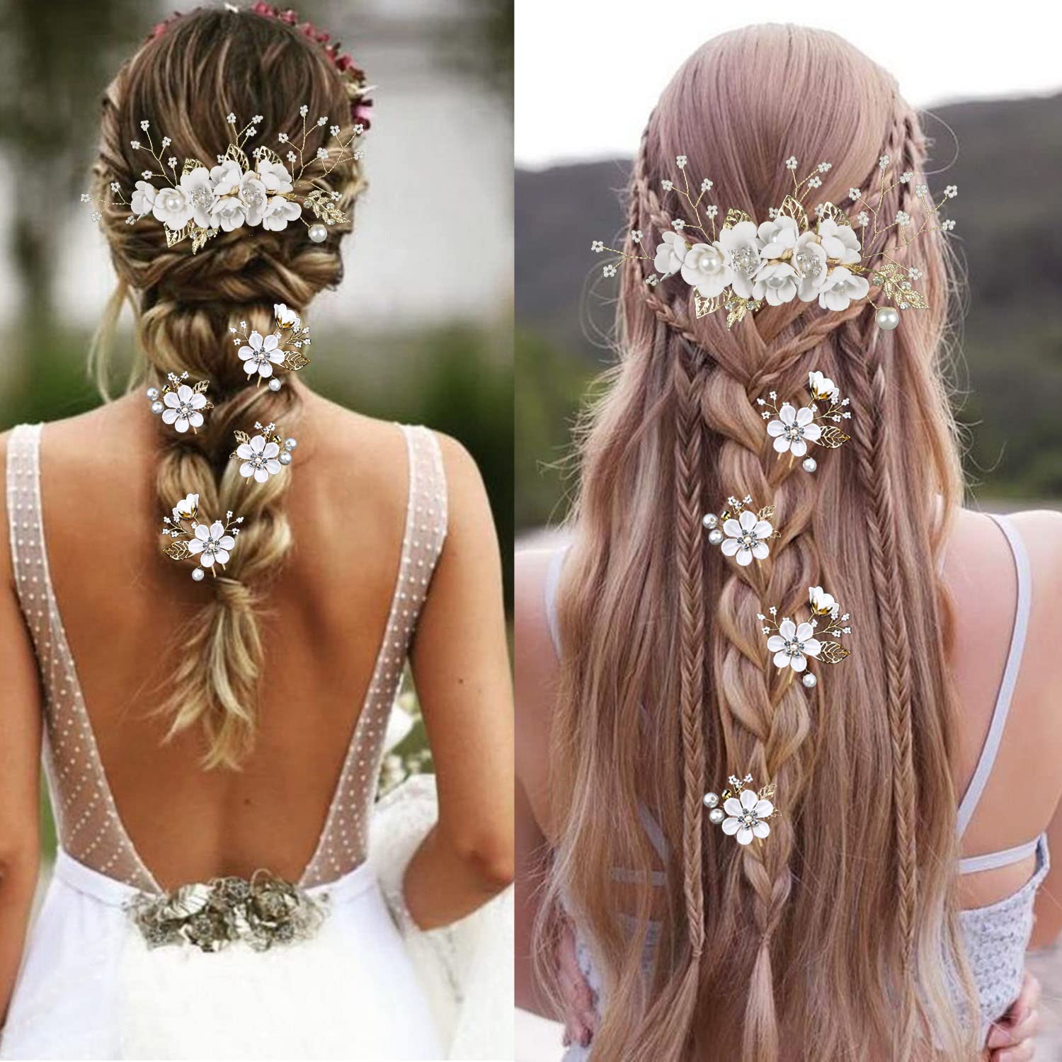 Amazon.com : 5 PCS Bridal Flower Wedding Hair Pins Crystal 