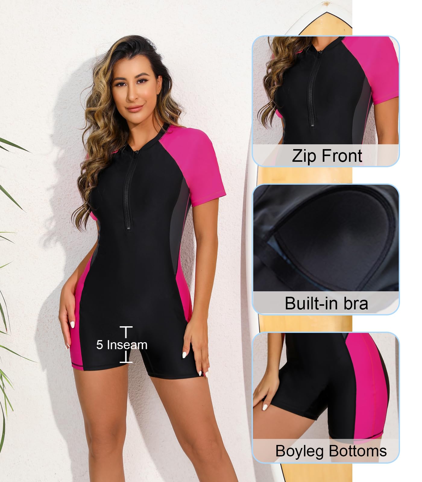 Halcurt Damen One Piece Rash Guard Badeanzug