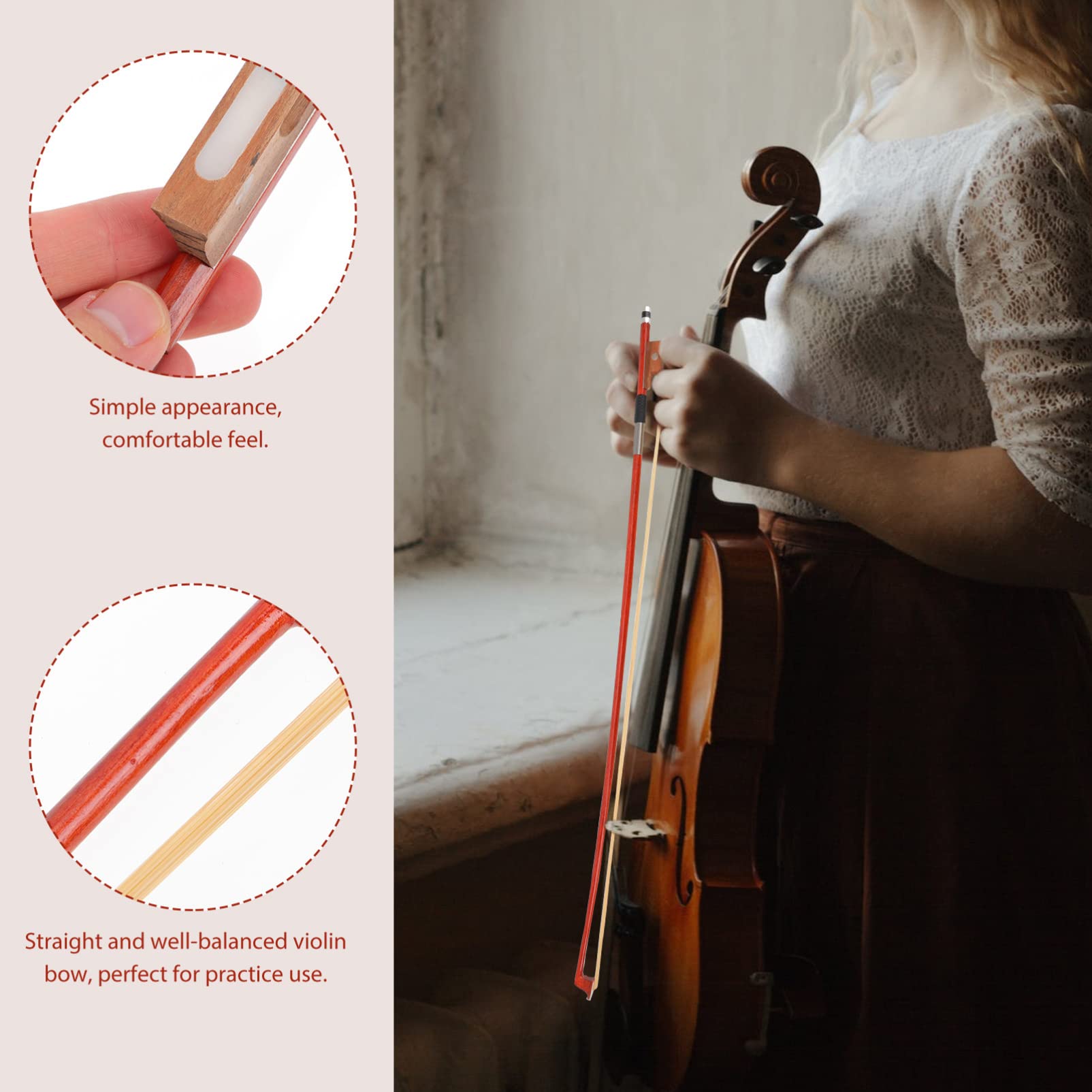 Yinfente Archet De Violon 4/4 En Bois De Serpent à Vis Longues Baroques