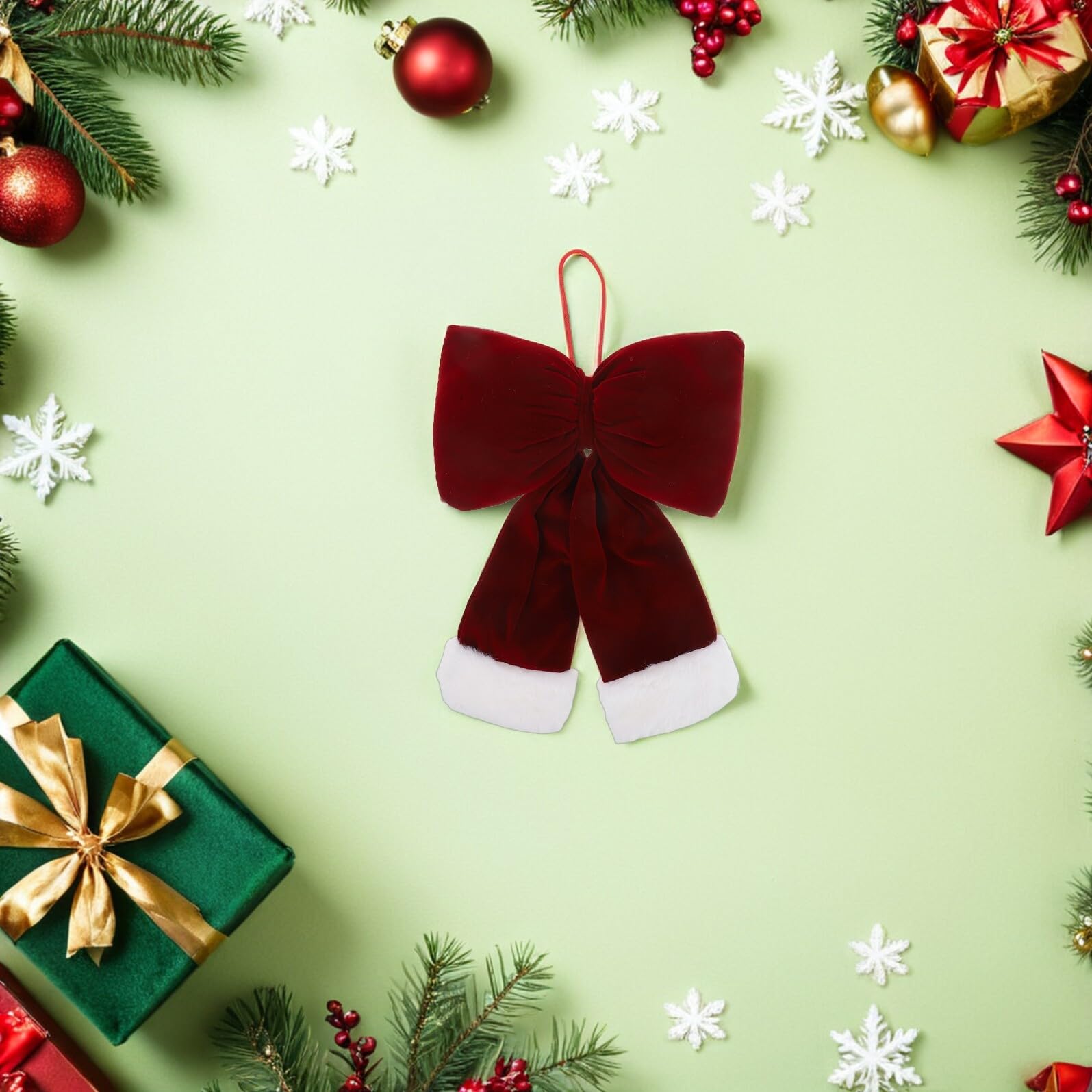 UKCOCO Lazos Navideños de Franela en Tonos Rojo Oscuro 3 Tamaños 10X16 CM 20X30 CM 30X38 CM Decoración para Árboles de Navidad Guirnaldas y Adornos Adornos Festivos Reutilizables