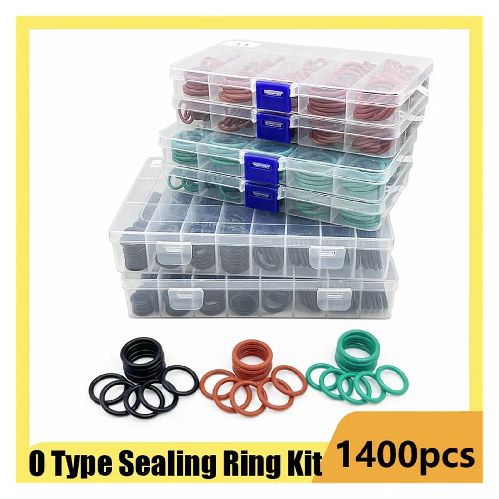 O-Ringe NBR VMQ FKM Fluorkautschuk-Dichtung O-Ring Schwarzer Gummi Roter Silikon-O-Ring Ölbeständigkeit Nitril-Dichtungsscheibe Dichtung(Black NBR 1160PCS)