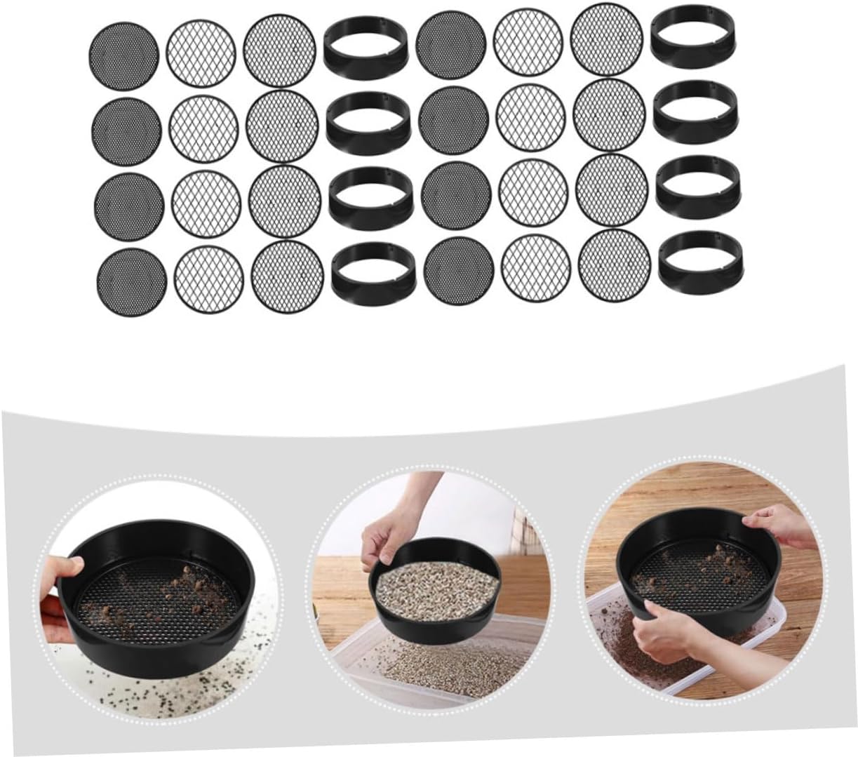 Yardwe 16sets Garden Soil Sifter Fine Mesh Sieve Heavy Duty Soil Sifter for Rocks Weeding