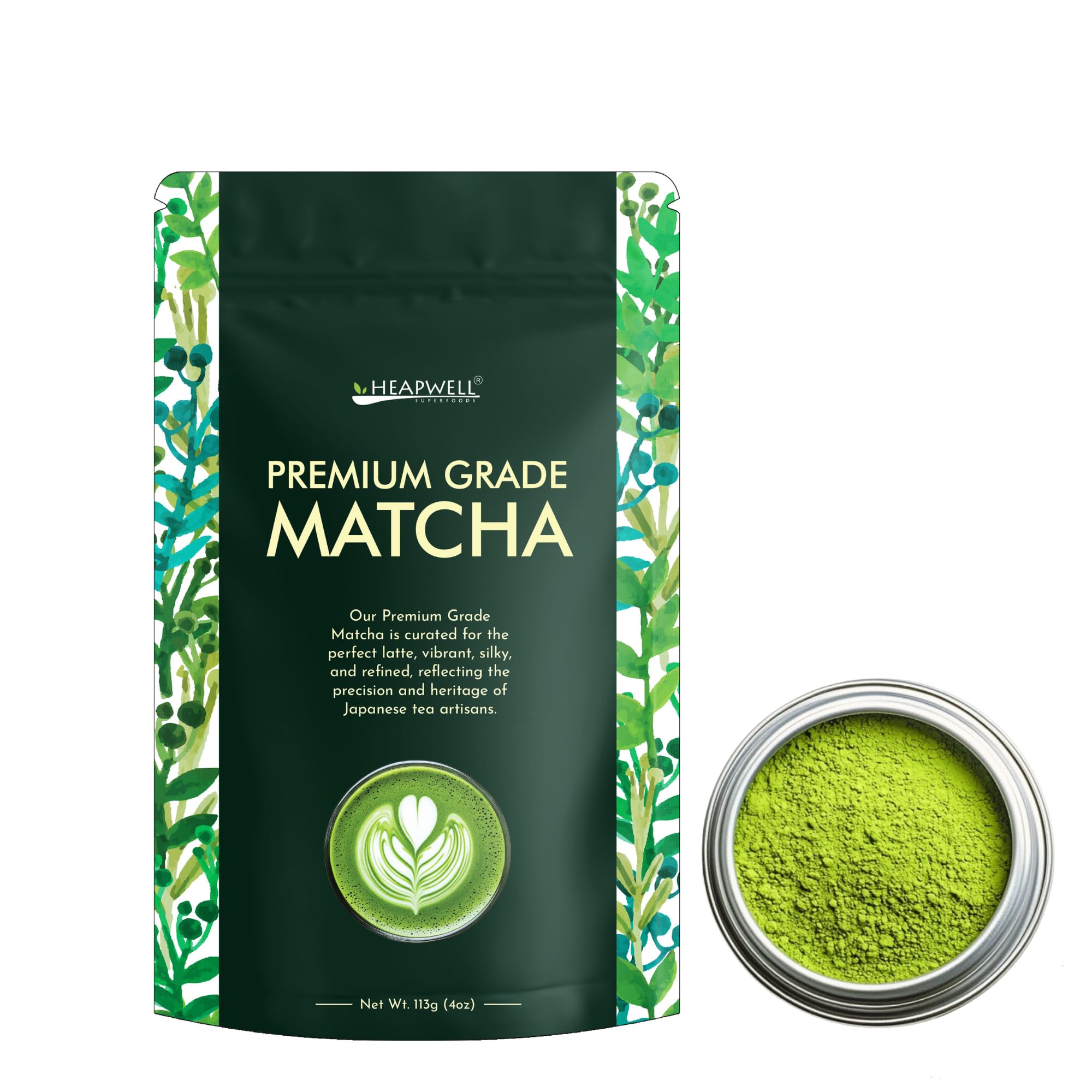 Heapwell Matcha Premium High Grade - Authentic Premium Grade Matcha Green Tea Powder from Japan (113g, 4oz)