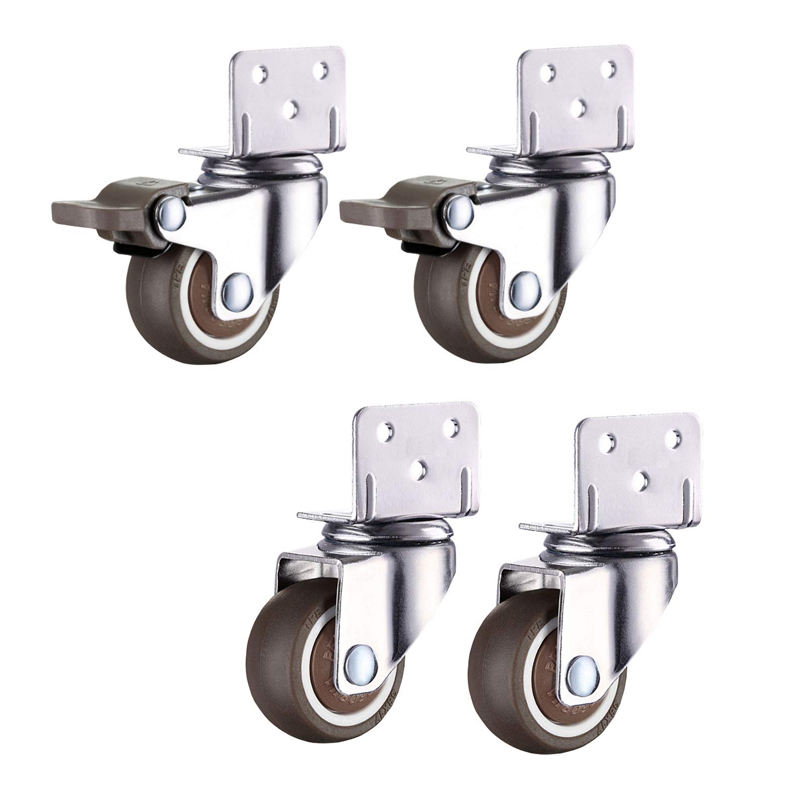 Roulettes pivotantes en forme de L de 1,5 pouce, roulettes de rechange silencieuses, roulettes pivotantes en caoutchouc, roulettes universelles pour armoires de cuisine, pour lit de bébé, chariot