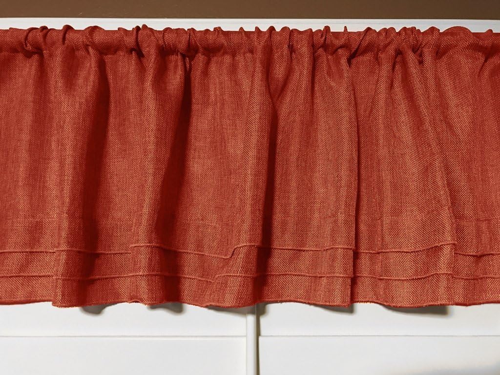 lovemyfabric Solid Vintage Faux Linen Pleated Valance Window Treatment/Decor 56"X14" Inch (Aqua)