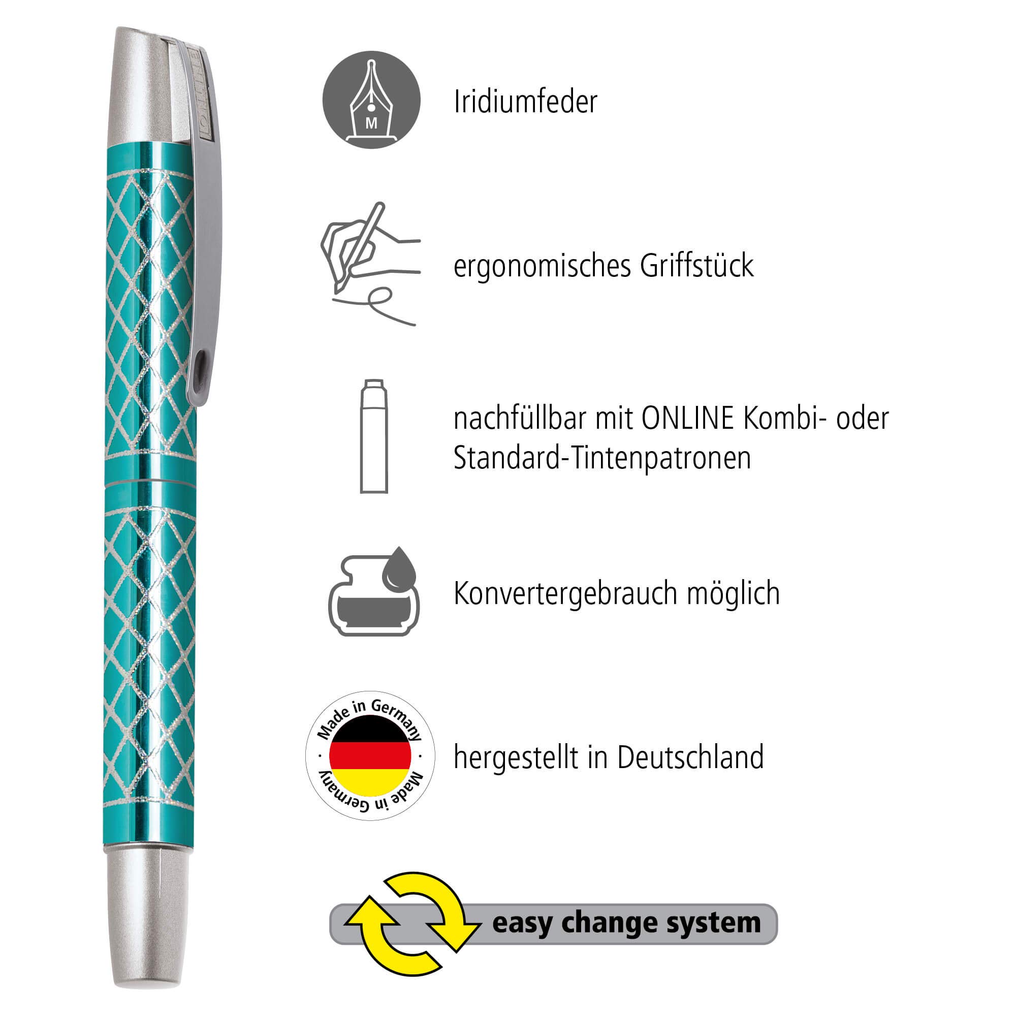 筆記具 dai Amazon | ONLINE Campus Diamond Turquoise 61399/3D 万年筆