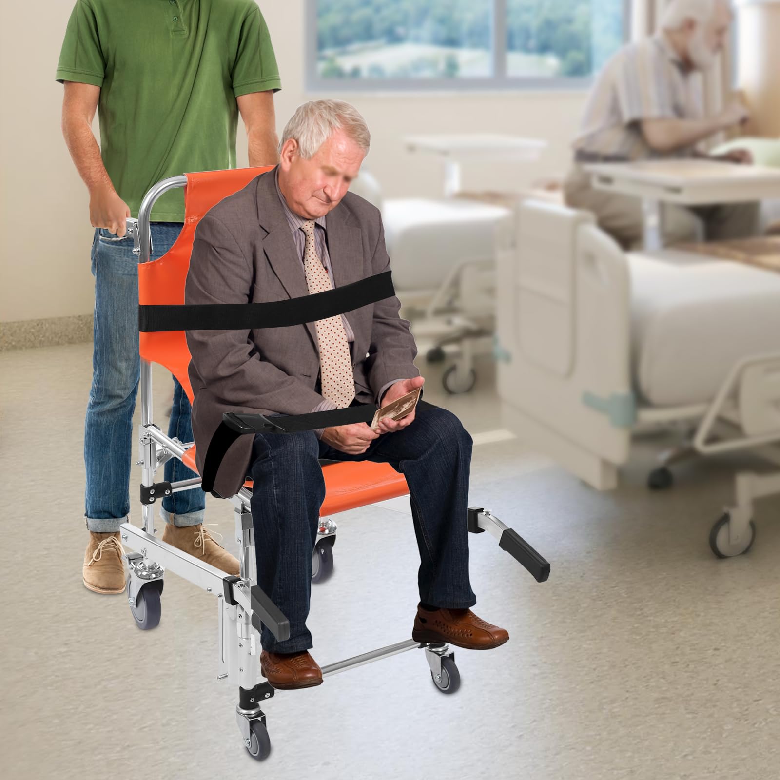 EMS - Silla de escalera plegable de emergencia, silla de ruedas para subir escaleras, 160 kg, para personas mayores y discapacitados, evacuación de ambulancia, verde
