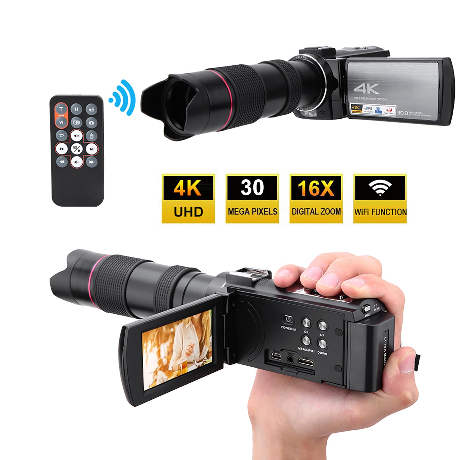 ミニDV  16倍ズーム ビデオカメラ Amazon | ミニ Dv ビデオカメラ、4K Hd Wifi 60Fps Vlogging カメラ