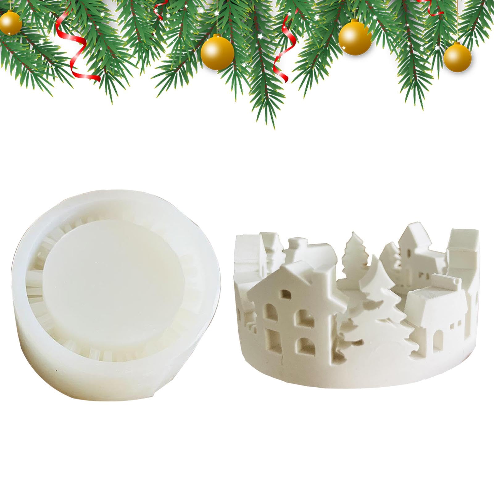 Moule gypse et béton de Noël en silicone pour bougie chauffe-plat et résine