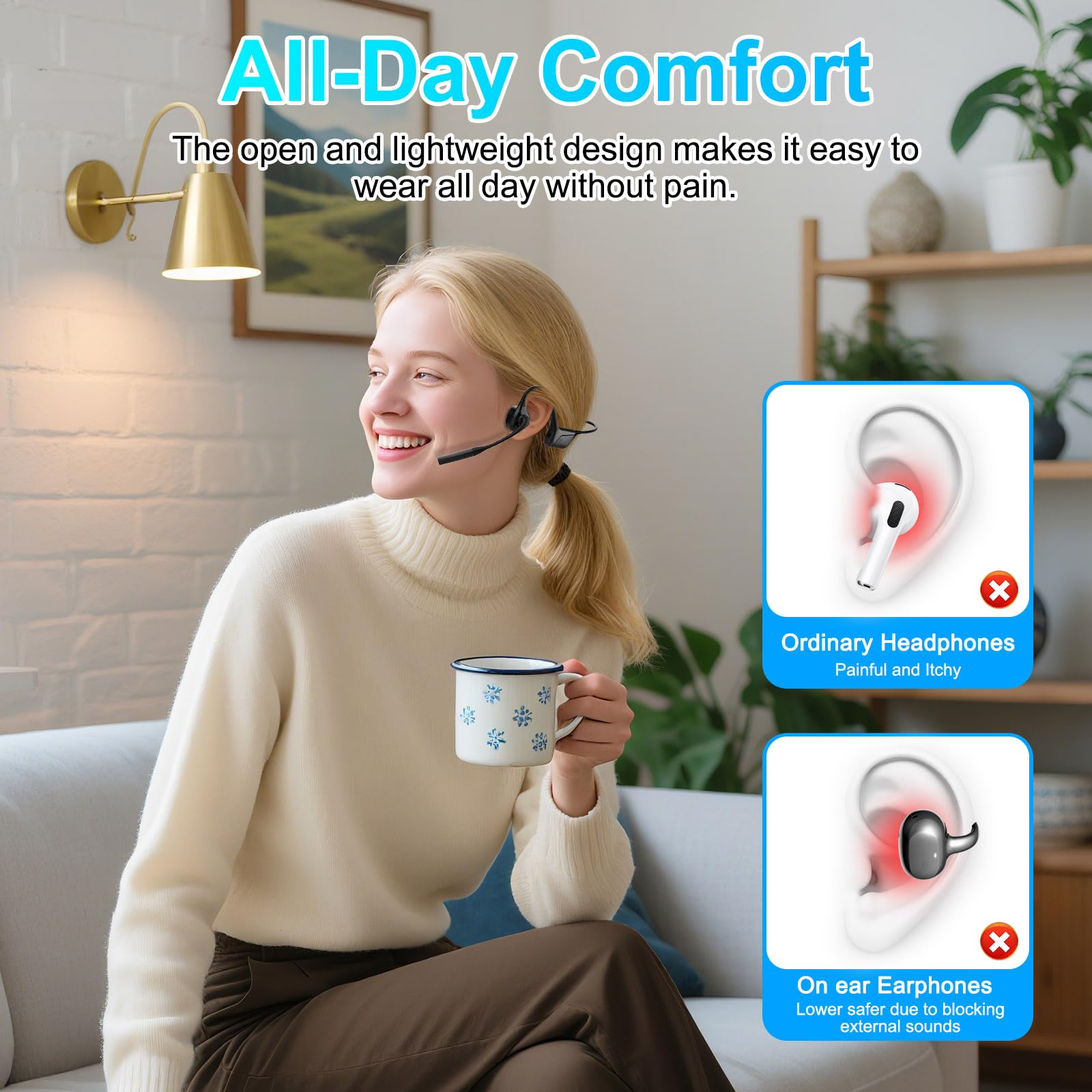 ZIOCOM Earphones Bluetooth 5.1 Noise Cancelling - Dettaglio