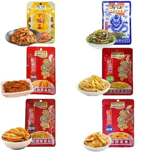 Miniatura 3 de HELENOU666 Verduras en escabeche conservadas algas secas algas marinas rábano picante Zhacai 6 sabores surtido 6 & # x000000000 6