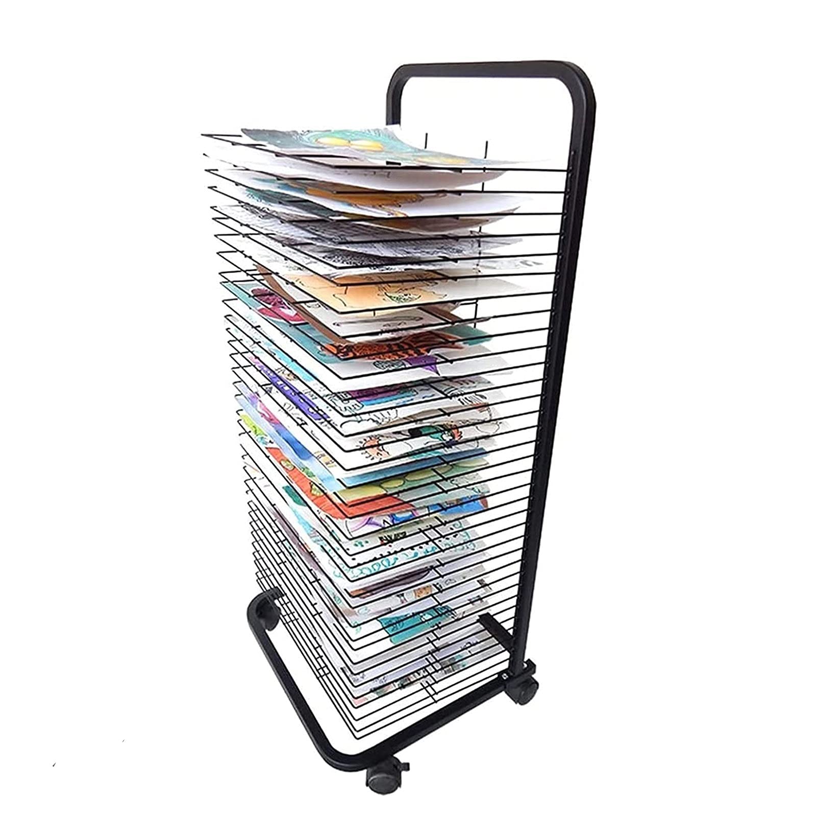 CWCQGH 20-Layer Art Drying Rack, Movable Multi-Layer Drying Easel Art Studio, Education Product Drying Rack, Space-Saving Shelf