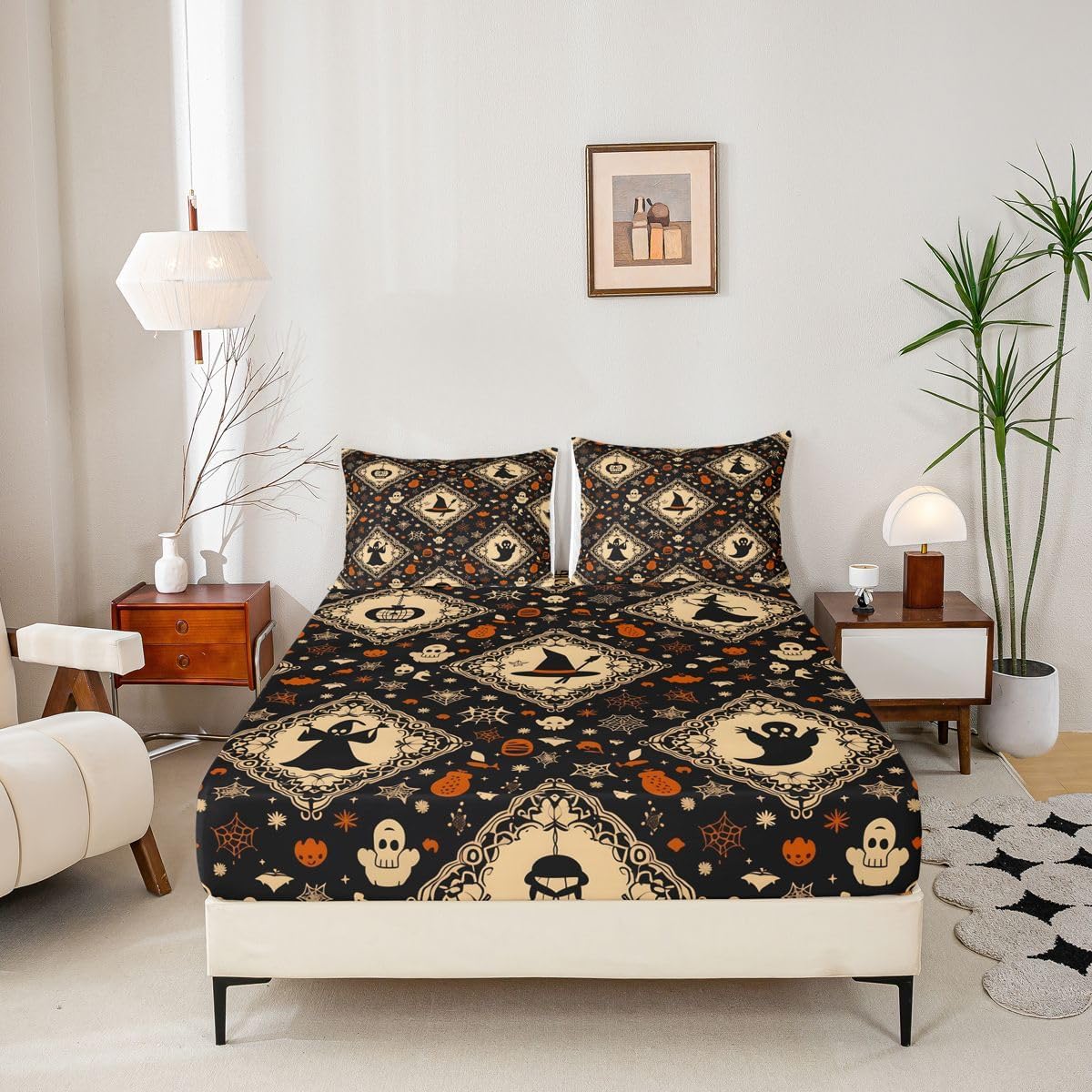 Black Halloween Kids Full Size Bed Sheets,3-Piece,Deep Pocket