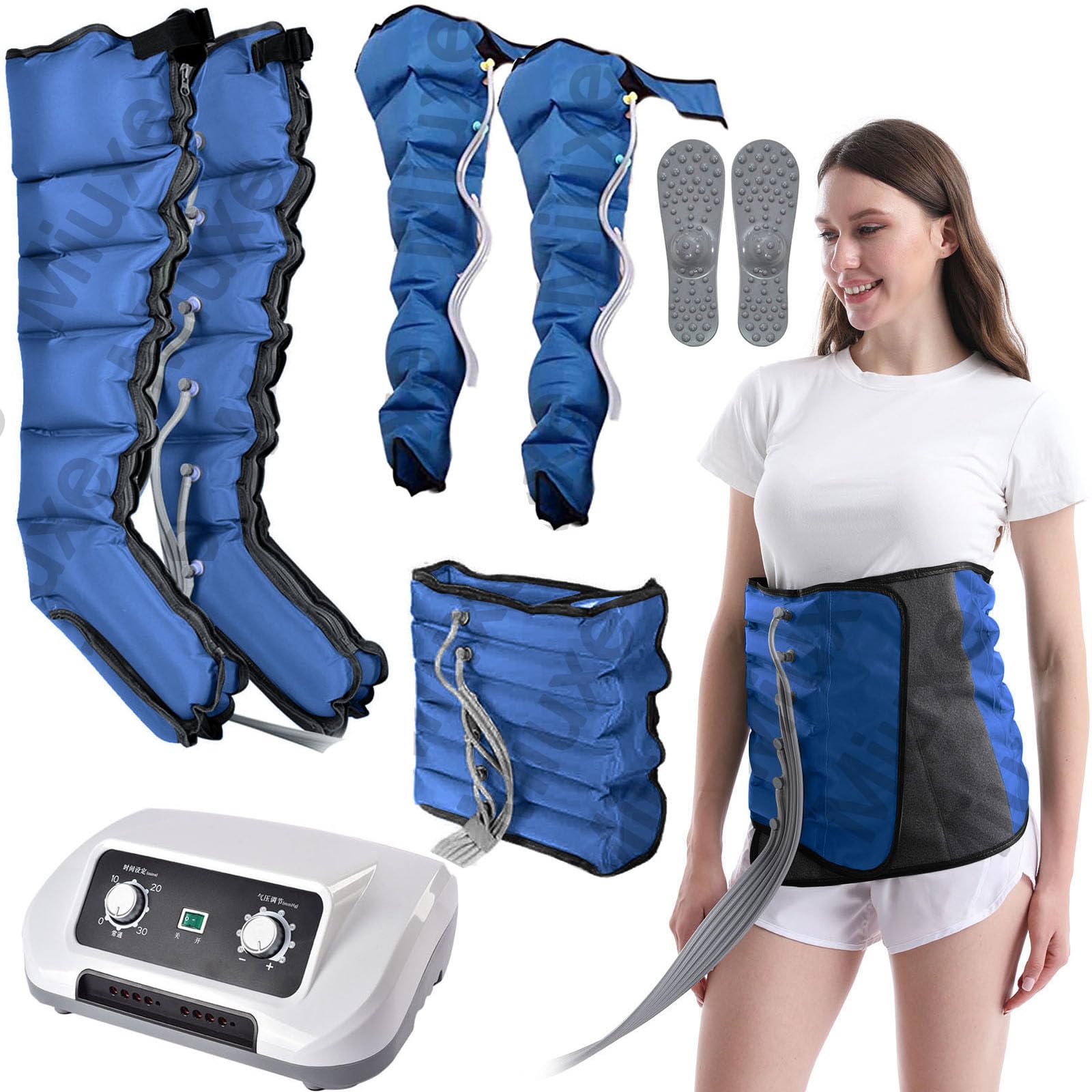 Miuxe Pressotherapy and Lymphatic Drainage Suit | Pressotherapy Full Body Electric Air Compression Leg Massager for Pain and Circulation Swollen Legs, Edema, Muscle Relief Fast Recovery