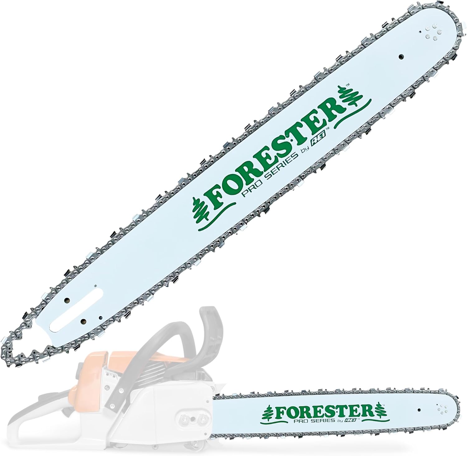 FORESTER 20" Replacement Chainsaw Bar & Chain Combo - 20in Length, 3/8” Pitch, .050 Gauge, D025 Mount, 72 Drive Link - Replacement Chain Saw Parts Kit For Stihl 20in Bar & Chain