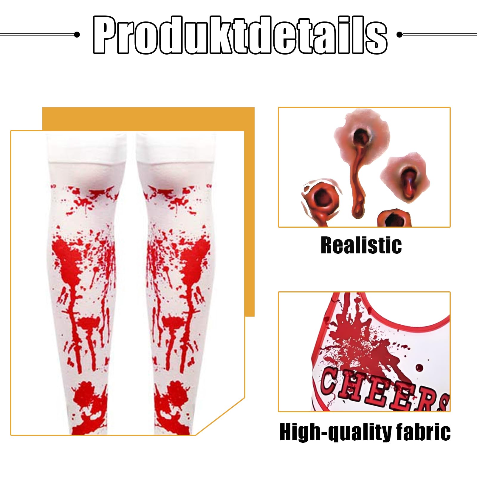 Pddenality 9 Pcs Halloween Costumes for Kids Set Red Zombie Cheerleader Costume Kids Zombie Costume - Image 3