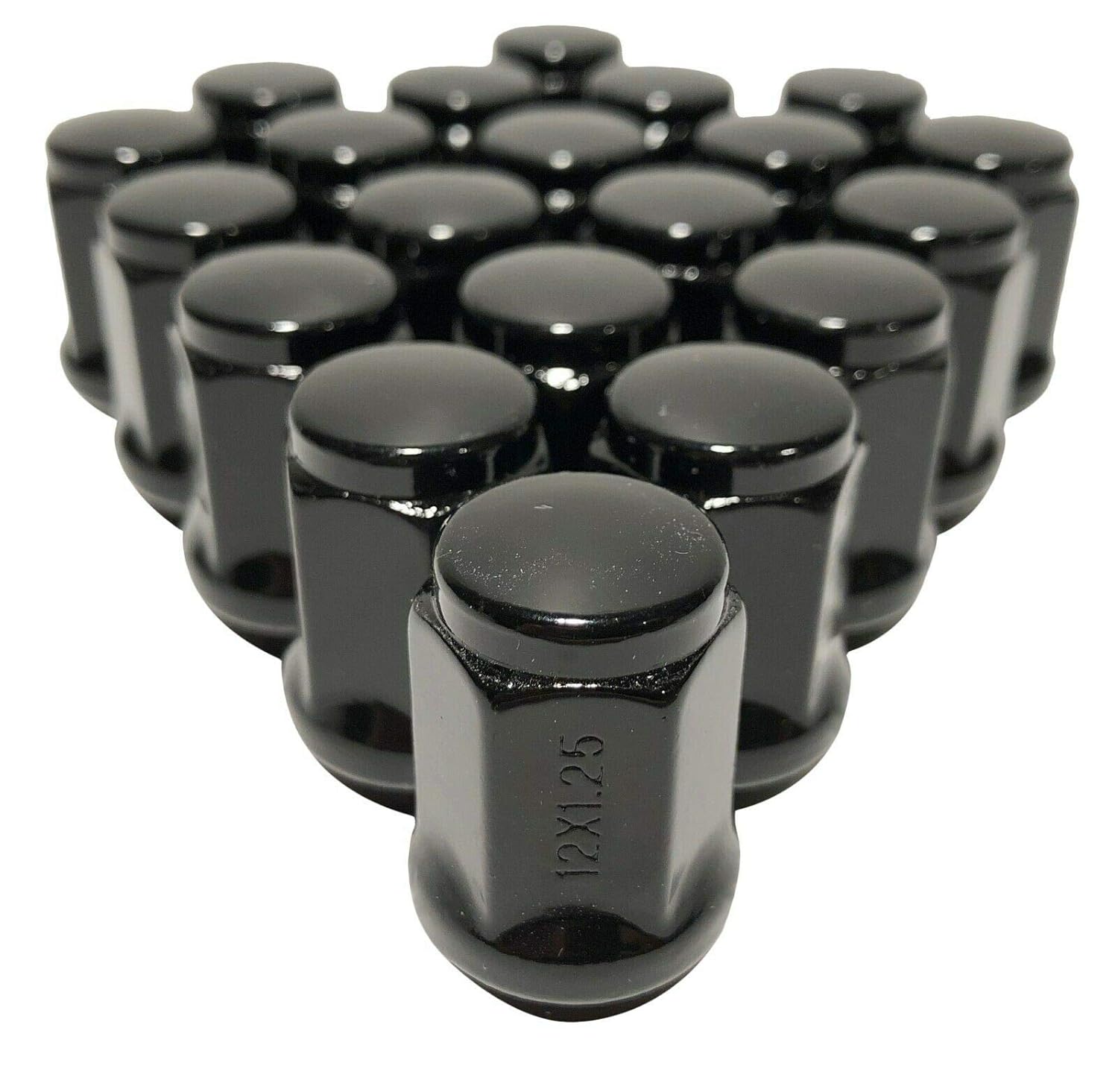 Coyote - 20 Black 12x1.25 Lug Nuts Bulge Acorn Closed End 19mm (3/4") Hex 1.4" Tall