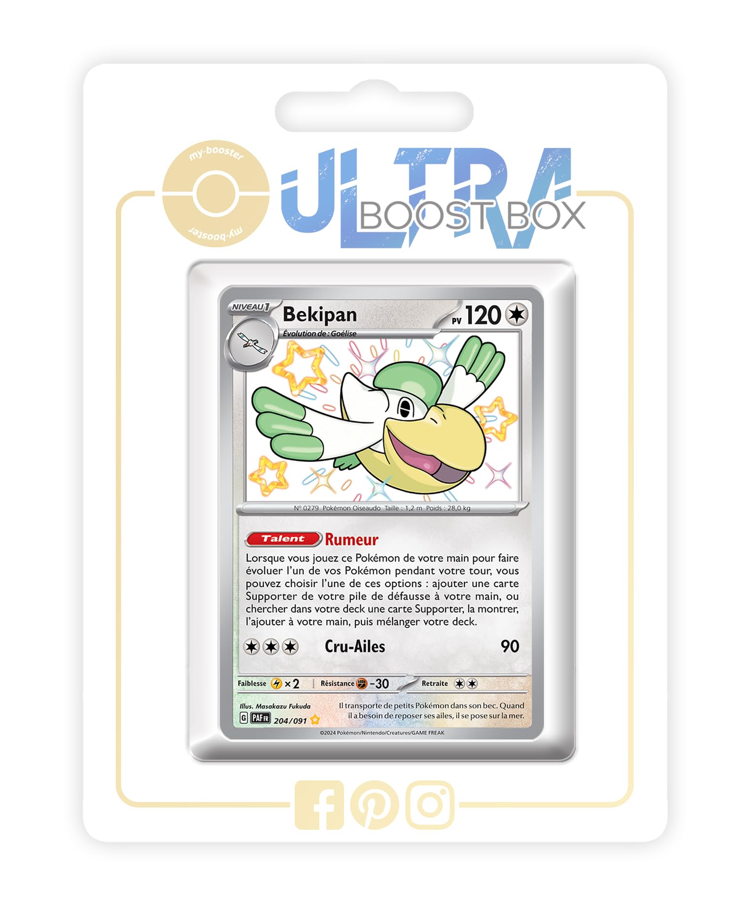 Bekipan (Pelipper) 204/091 Shiny - 4.5 - Destinées de Paldea Box of 10 Pokemon French Cards