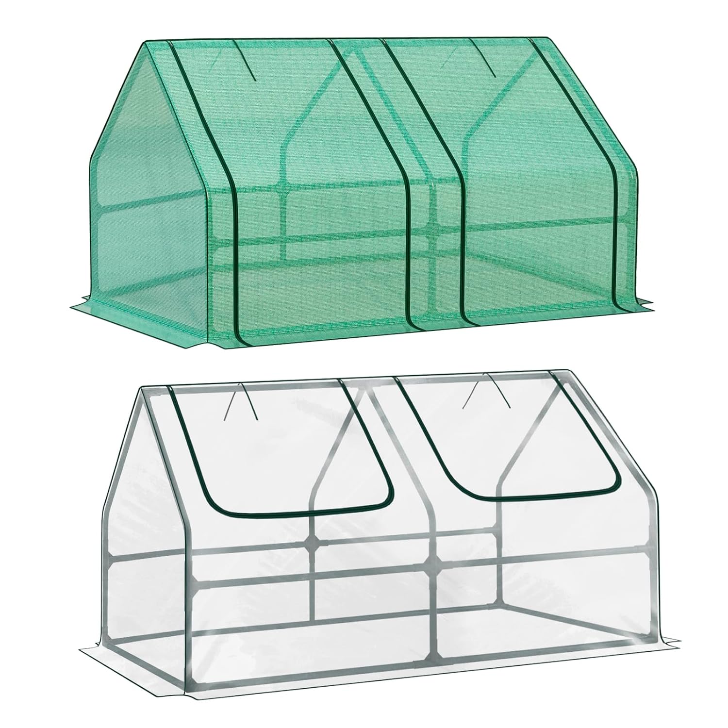 BPS 6x3x3 ft Mini Garden Greenhouse with Dual Covers PE PVC Waterproof UV-Protected Portable Grow Tent for Flowers