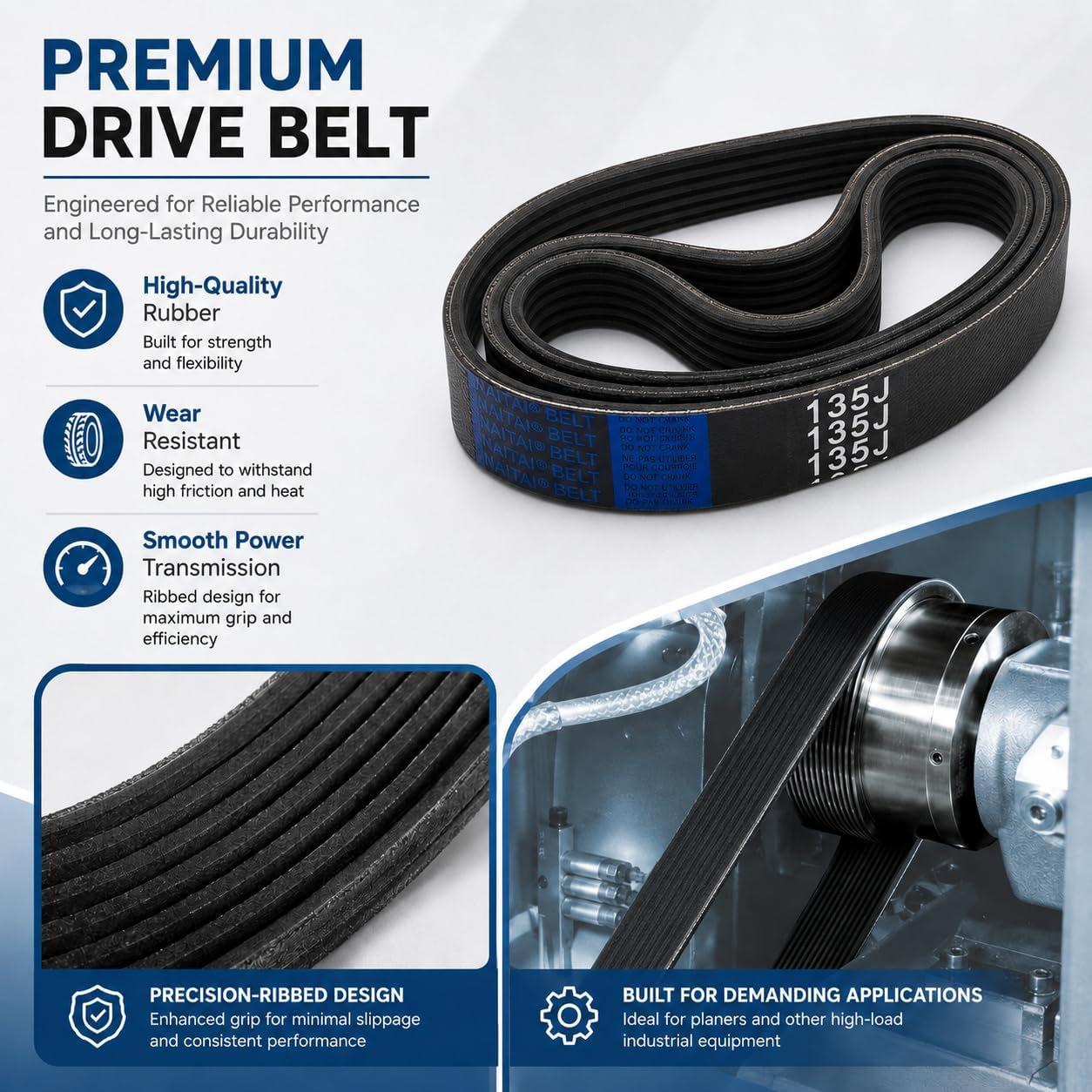 3 Pack 135J6 Planer Drive Belt for Ryobi Delta Ridgid Craftsman image 4